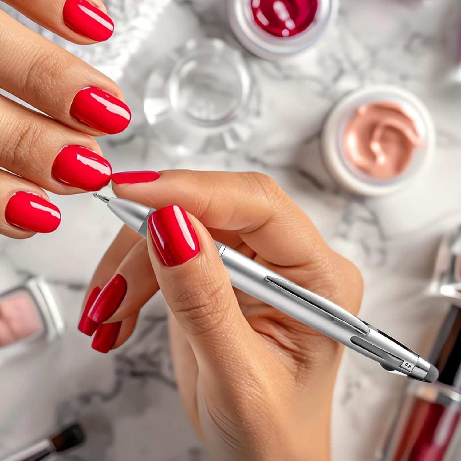 Nail Dotting Pen | Retractable Women'S Dotting Pen for Fingernail,Compact Nail Dot Paint Aid for School Traveling Business Trip Home image number 4