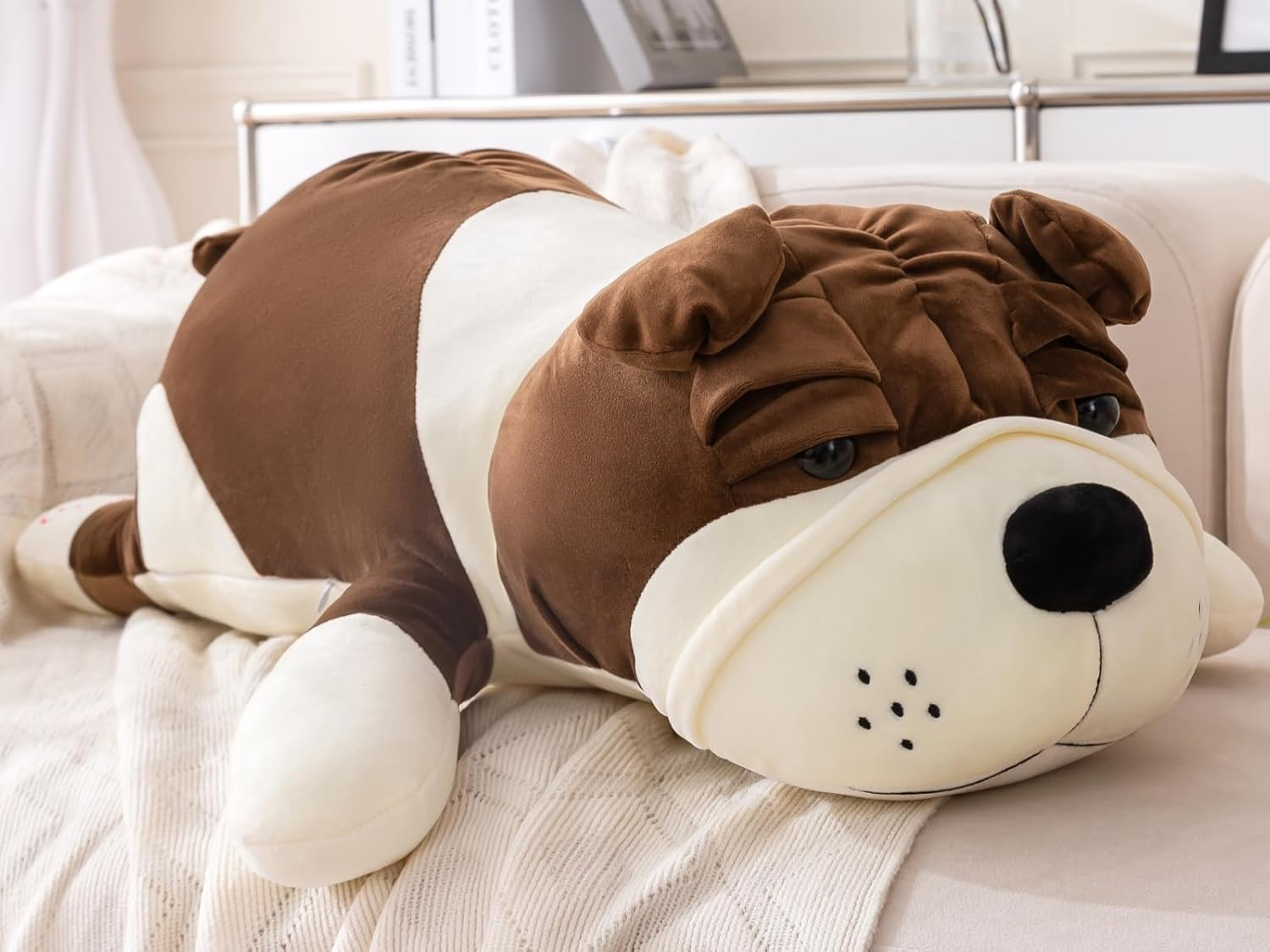 Rniuc French Bulldog Plush Toy Stuffed Animal Pillow Plush-Animal-Pillow 17.7In/45Cm Yellow