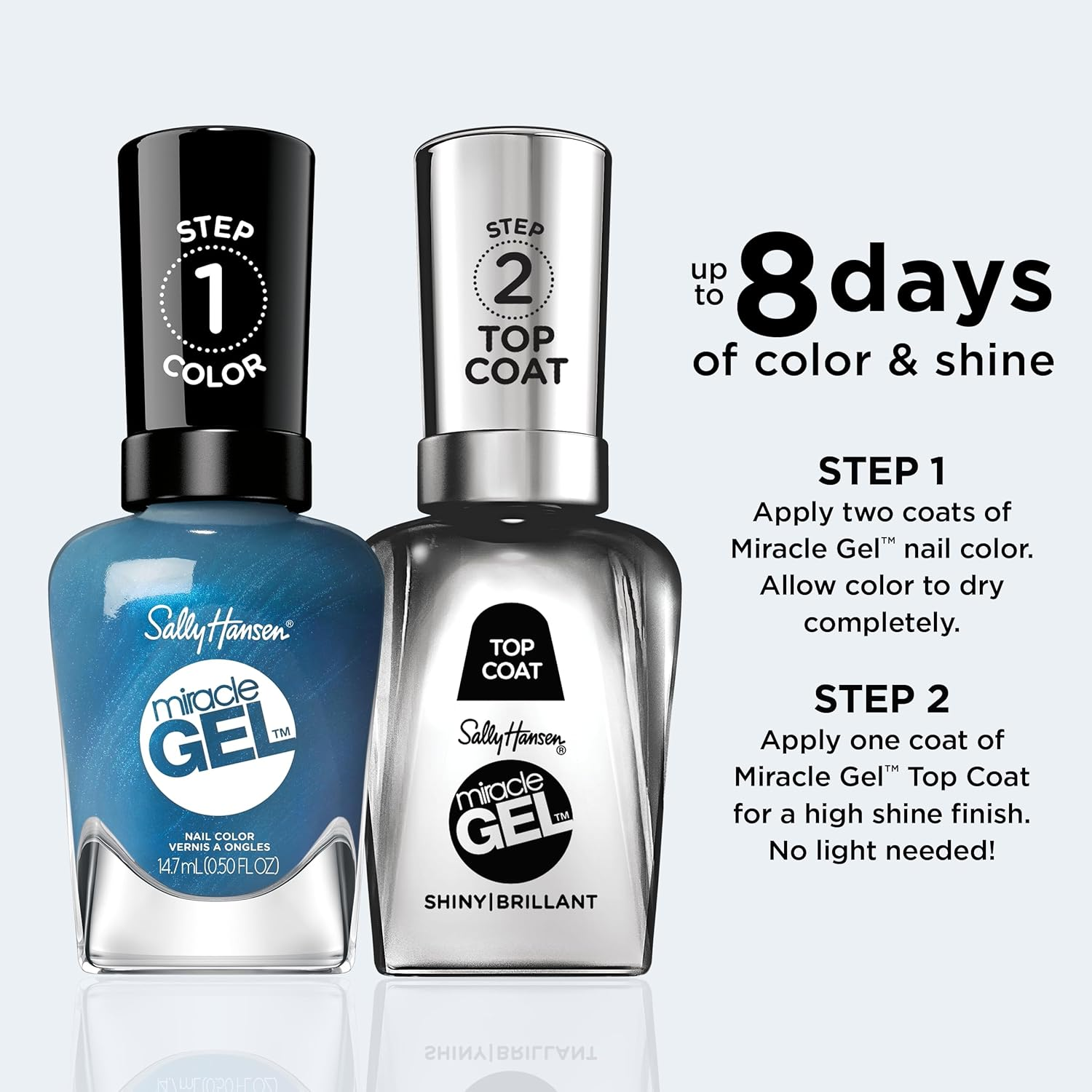 Sally Hansen Miracle Gel Nail Polish - Distressed Denim​, Chip-Resistant, High-Shine, Easy to Apply, 14.7Ml image number 2