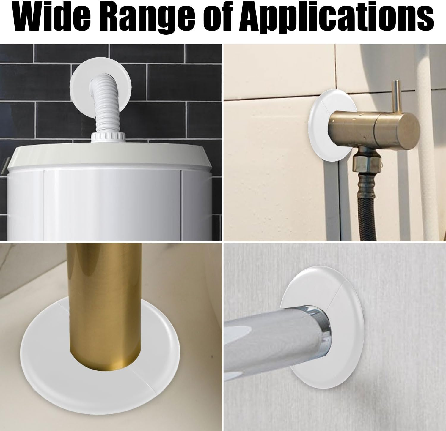 2Pcs Wall Split Flange, Self-Adhesive Escutcheon Plate for 17Mm/0.67In Diameter Water Pipes ABS round Plumbing Cover Plates with Buckle-Design for Faucet Kitchen Toilet (White) image number 6