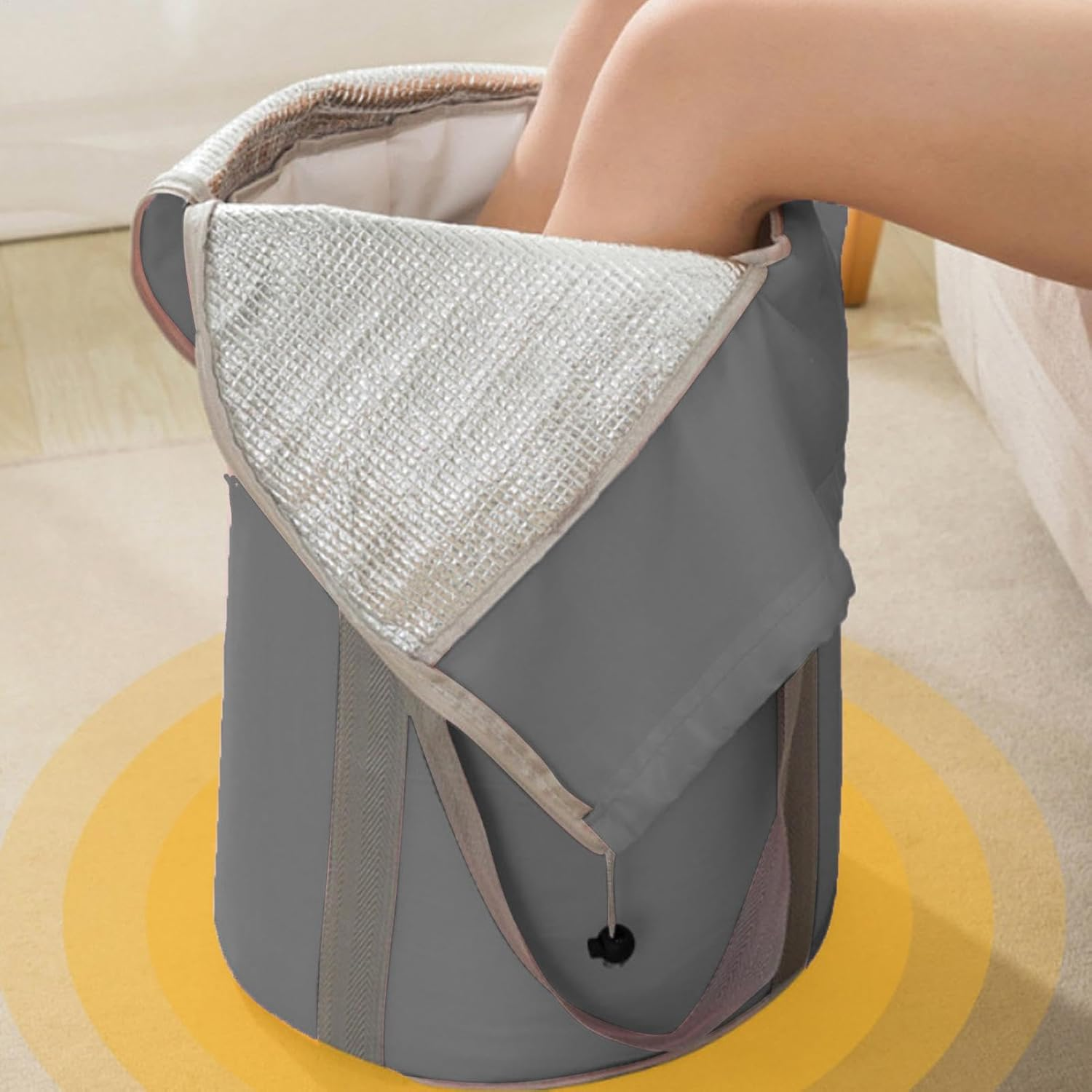 Foot Soaking Bucket, Foot Wash Bag Foot Bath Basin with Knee Cover, Foot Spa Tub Bag Foot Bucket Pedicure Portable Foot Spa Bucket for Laundry, Camping, Outdoor - Grey image number 5