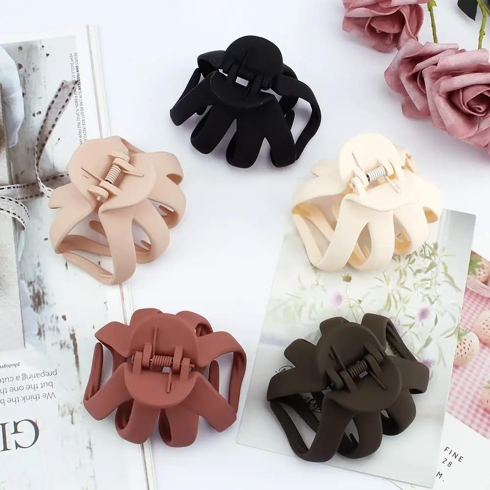 Large Octopus Clip Non-Slip Big Spider Hair Claws,5 Pcs Octopus Hair Clips Matte Hair Claws Hair Clips,Double Row Teeth Hair Clips Small Claw Clips image number 4