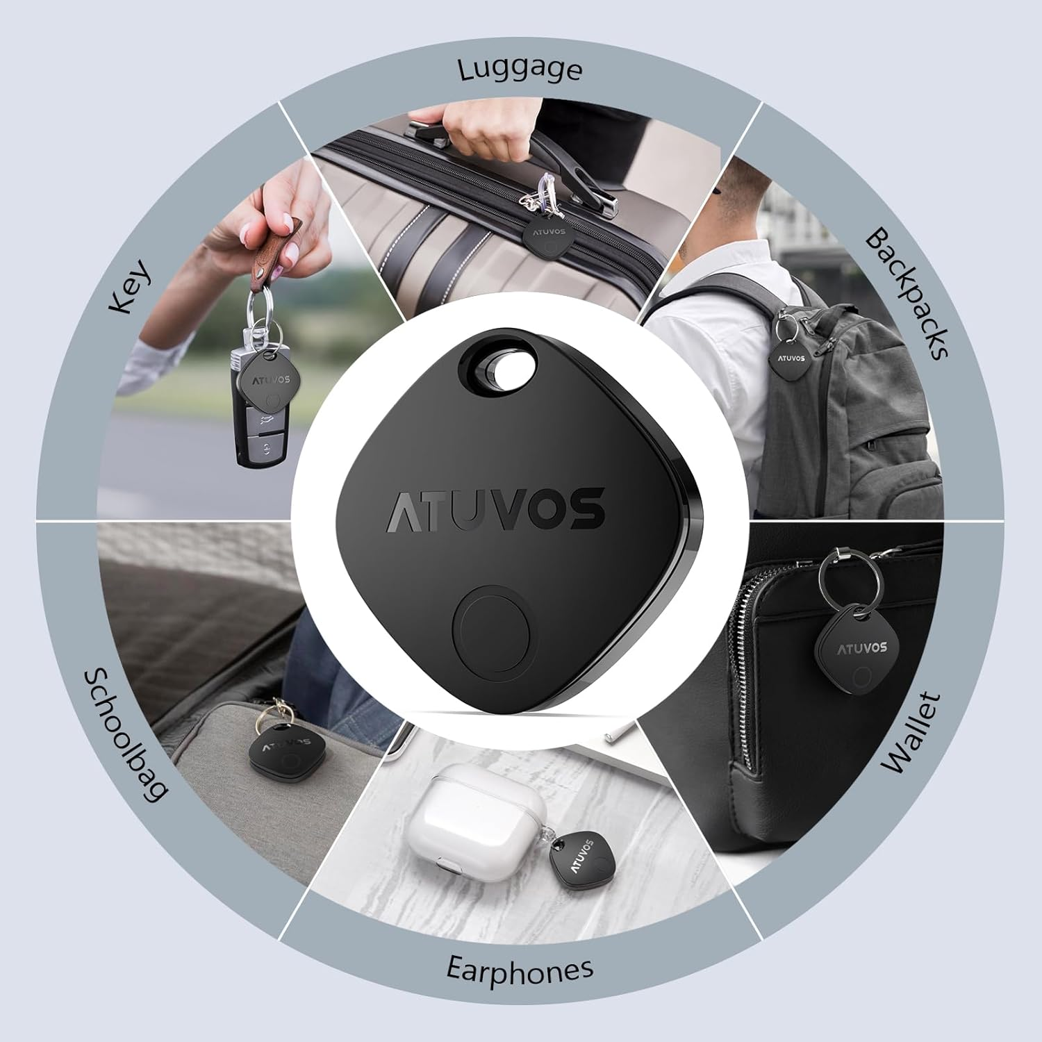 ATUVOS Dual System Air Tracker Tag PRO 2 Pack, Smart Item Finder Works with Android Google Find Hub or Ios Apple Find My APP (Huawei Not Supported), Bluetooth Key Locator for Luggage, Suitcase, Wallet