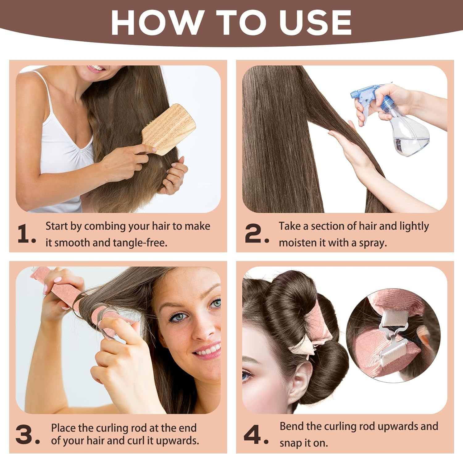 Jumbo Heatless Hair Curlers for Long Hair,H HOME-MART Overnight Wavy Hair Curlers Blowout Rods Heatless Curls Curling Headband No Heat Hair Rollers for Long Hair Volume Blow Out Women (Pink with Silk Head Scarf, One Size)