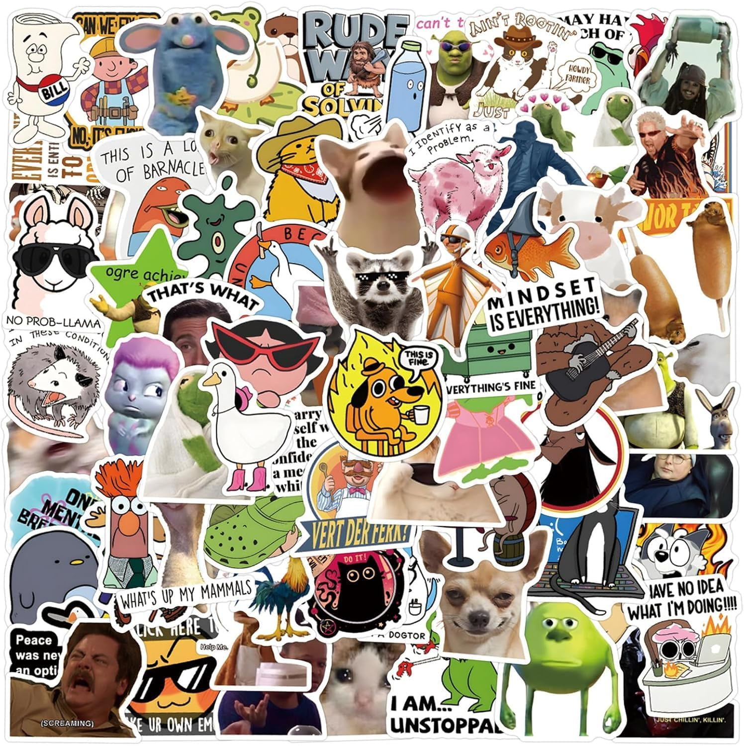 110 PCS Funny Meme Stickers, Waterproof Vinyl Laptop Stickers for Adults Teens, Funny Graffiti Stickers with No Residue Removal for Water Bottle, Phone, Journals & Skateboard