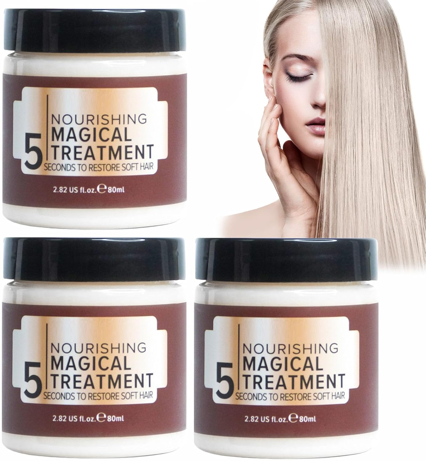 Vikada Nourishing 5 Magical Treatment Hair Mask, Hair Straightener Mask with Deep Repair Collagen, Nourishing Moisturizing Hair Cream, Deep Conditioning Hair Mask for Dry Damaged Hair (3PCS)