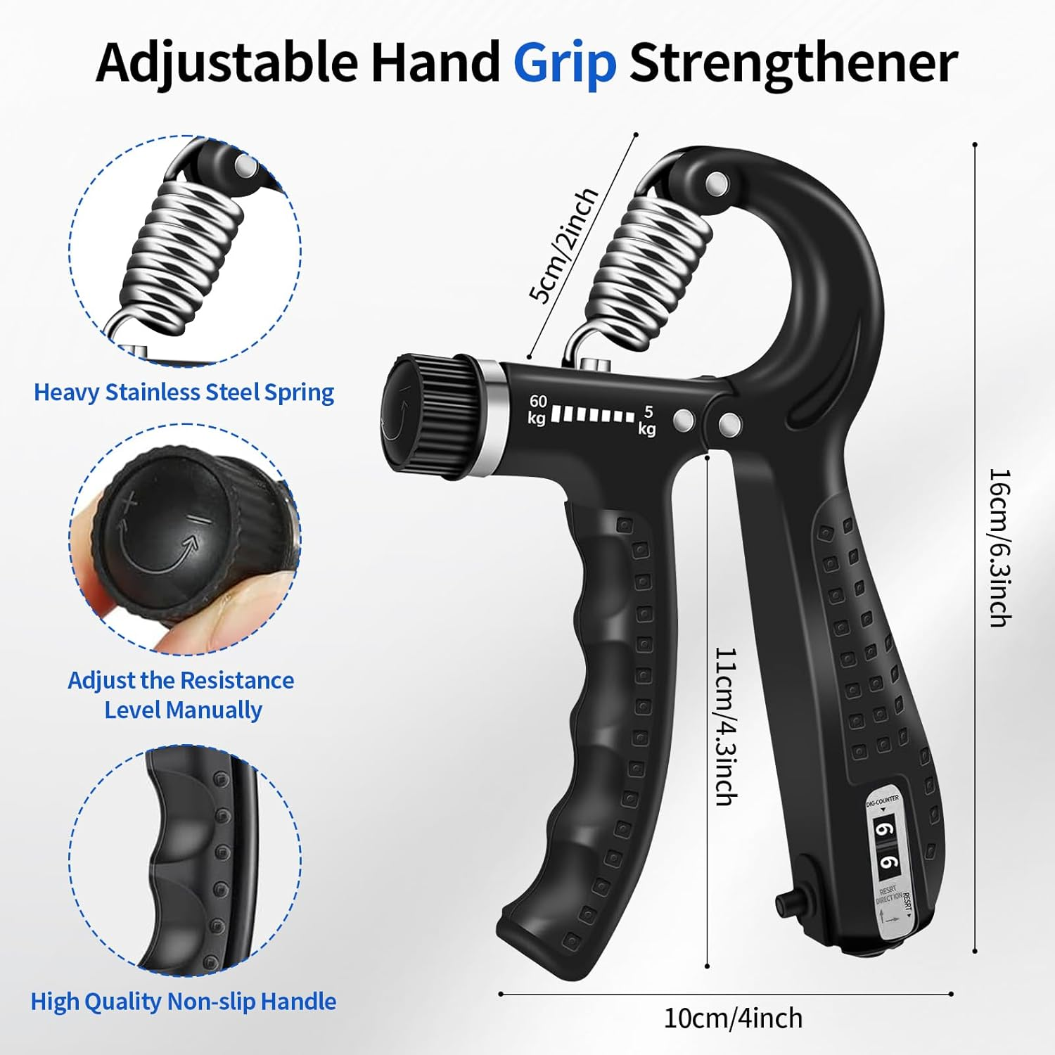 5 Pcs Grip Strength Trainer Kits with Hand and Forearm, Adjustable Forearm Trainer, Hand Grip Strengthener for Muscle Building and Injury Recover, Finger Exerciser, Hand Extension Exerciser image number 3