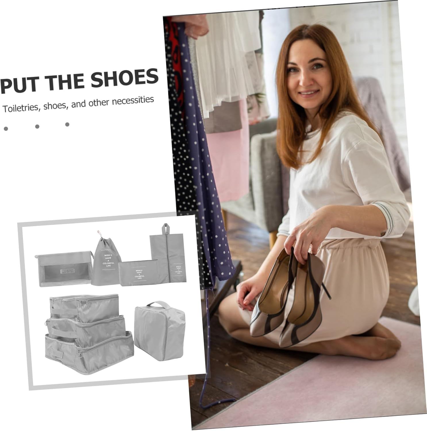 JEWEDECO 8Pcs Travel Suitcase Pouches Fabric Luggage Organizers Packing Cubes for Suitcases Luggage Organiser Bag Travel Essentials image number 6