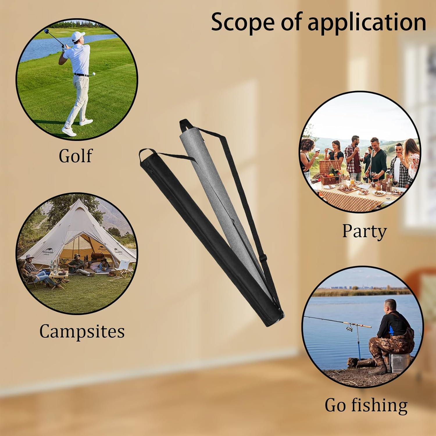 INCAUCA 7 Can Golf Beer Sleeve, Insulated Beer Sleeve for Golf Bag, Golf Bag Beer Cooler Sleeve, Beer Sling Holder for Cans Drinks Canned Beverages, Fit Most Golf Bags (Black) - Gray image number 4