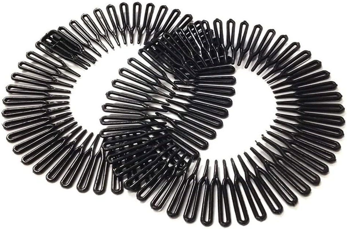 2 Pieces Black Stretch Comb, Full Circular Stretch Hair Comb, Plastic Headband, Hair Band Holder, Hairstyle Accessories for Long and Short Hair, Headband and Headbands, Hair Accessories image number 3