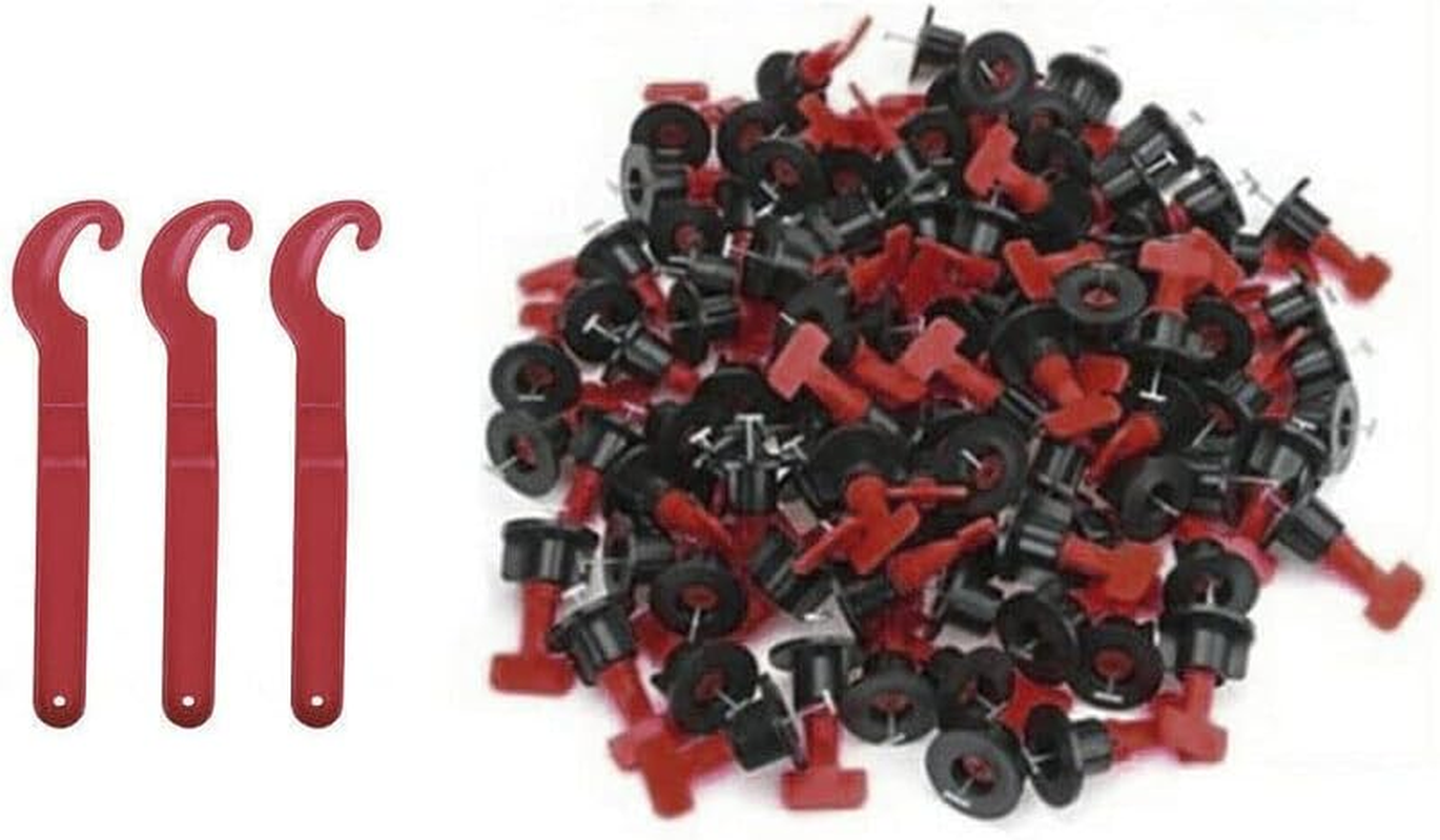 50-200 Tile Leveling System Clips Levelling Spacer Tiling Tool Floor Wall Wrench (6 Wrenches + 150 Pcs Clips) image number 3