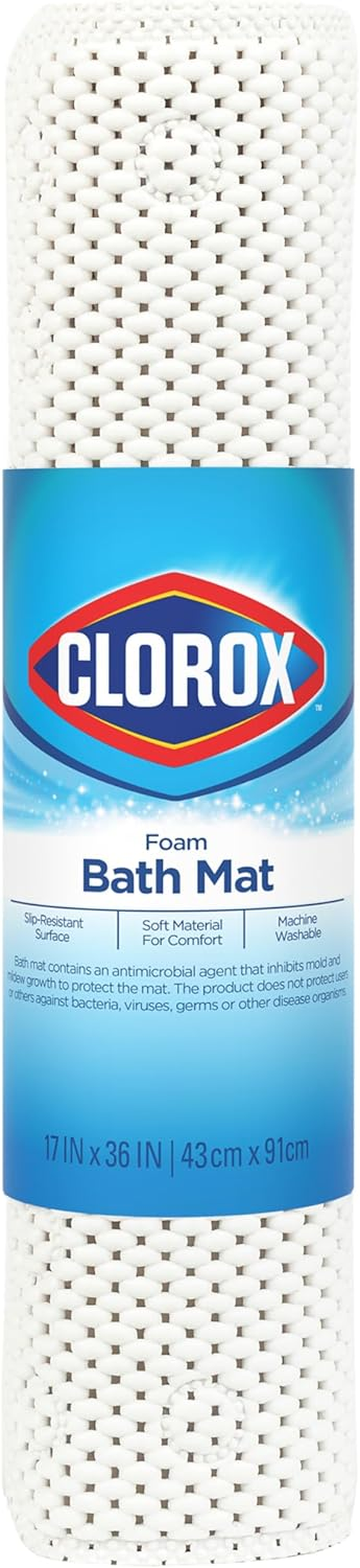 Duck Brand Clorox Cushioned Foam Bath Mat for Tubs, Non-Slip with Suction Cups, 17 Inches X 36 Inches, Taupe image number 2