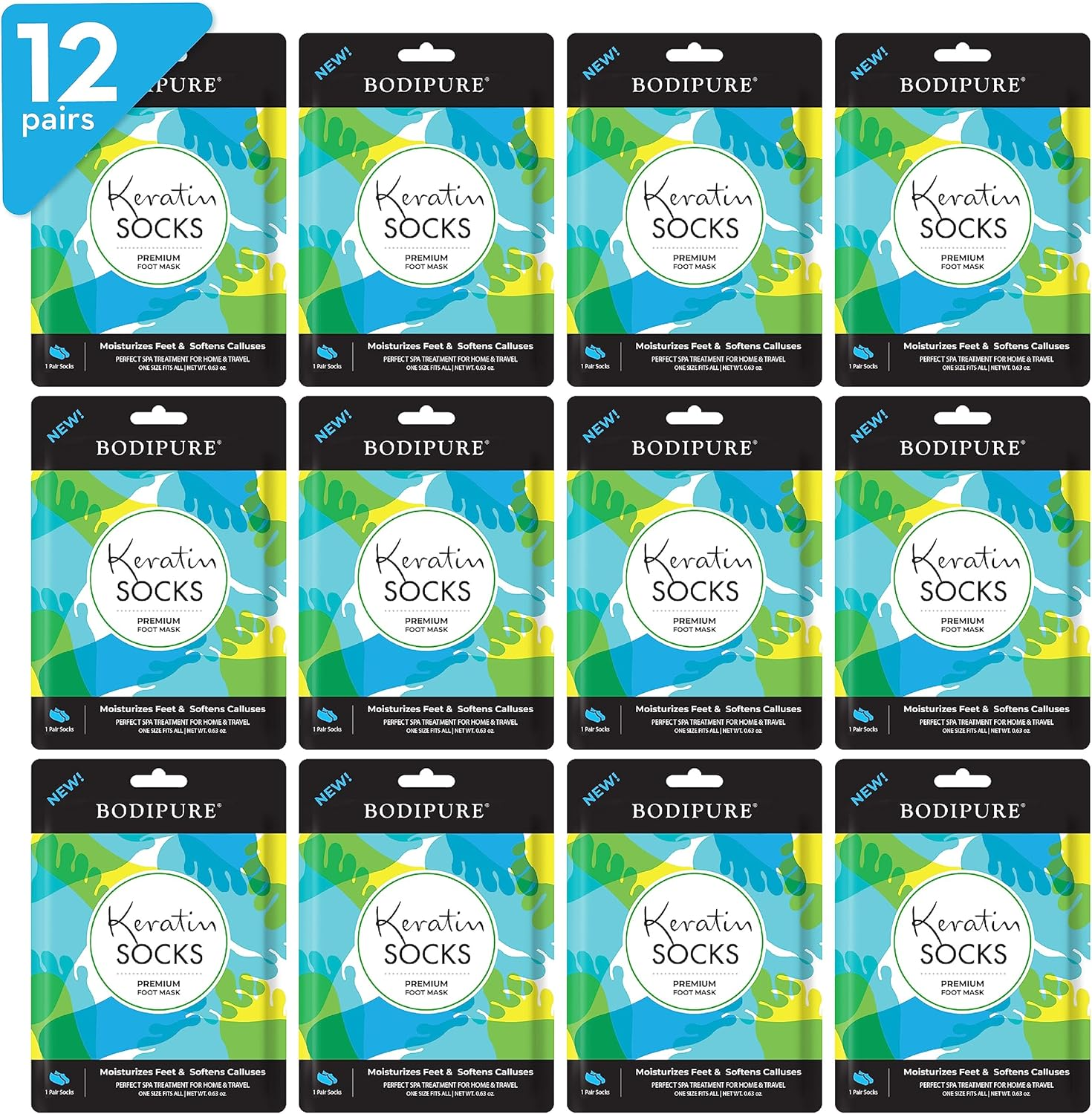 4 Pack Keratin Socks Premium Foot Mask by Bodipure image number 2