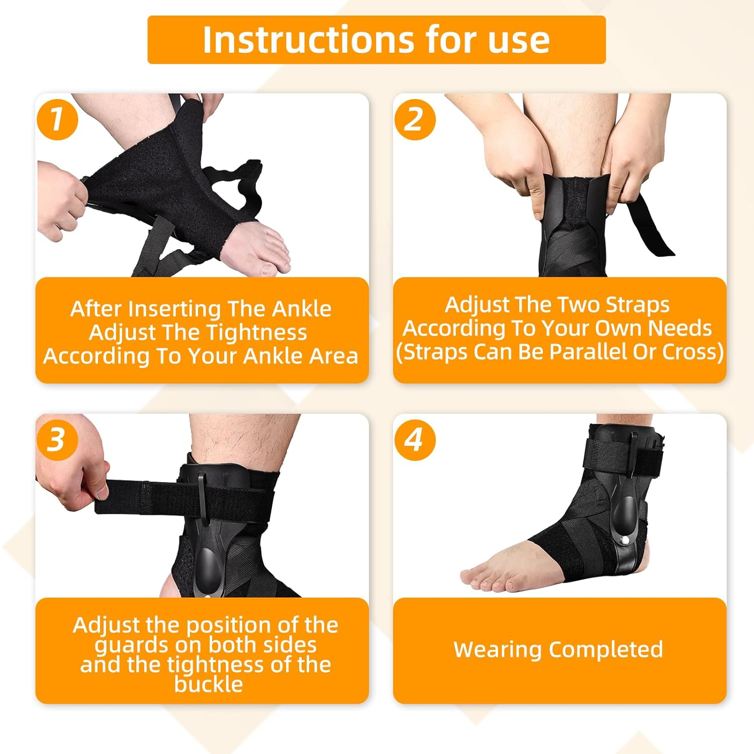 Ankle Brace with Arch Support Adjustable Ankle Stabilizer Brace Compression Sleeve and Plantar Splint Pain Relief, Perfect for Volleyball, Basketball, and Walking (S)