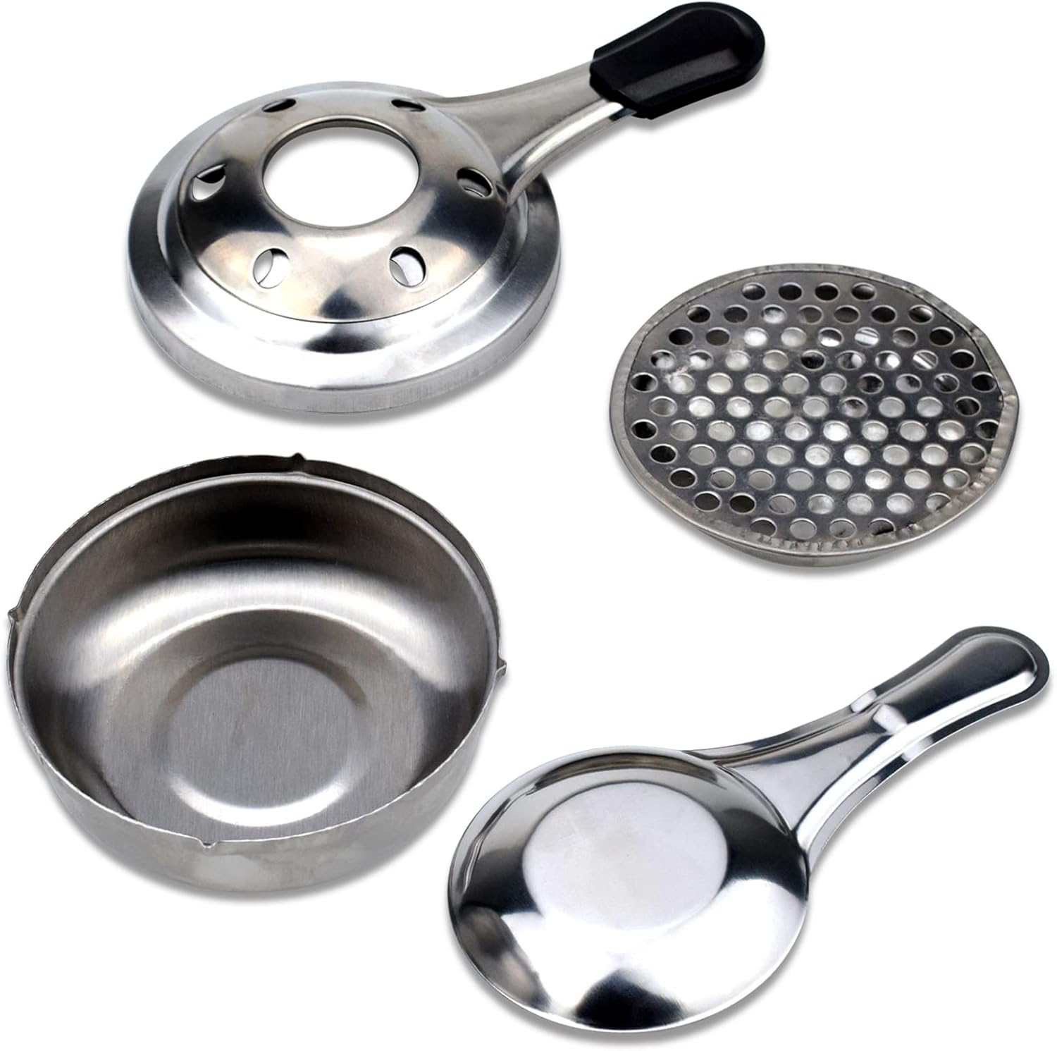 YUNFANG Mini Alcohol Stove, Frame Adjustable, Stainless Steel, Portable, Anti-Scalding Handle, Suitable for Fondue, Hotpot, Hiking, Camping - Silver image number 2