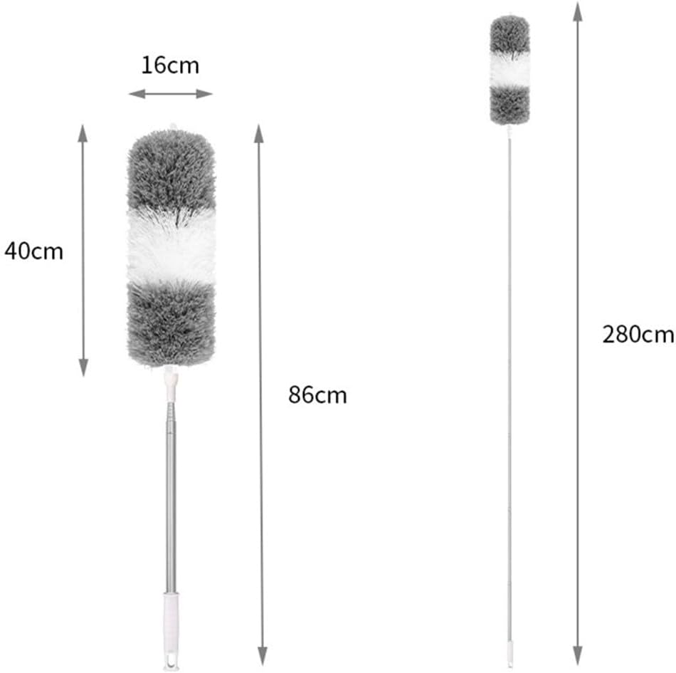 XXWZJH Microfiber Feather Duster,30-100 Inches Extra Long Cobweb Cleaner, Bendable Head, Non-Scratch, Washable for Ceiling, Fan,With Extendable Pole (Grey) image number 6