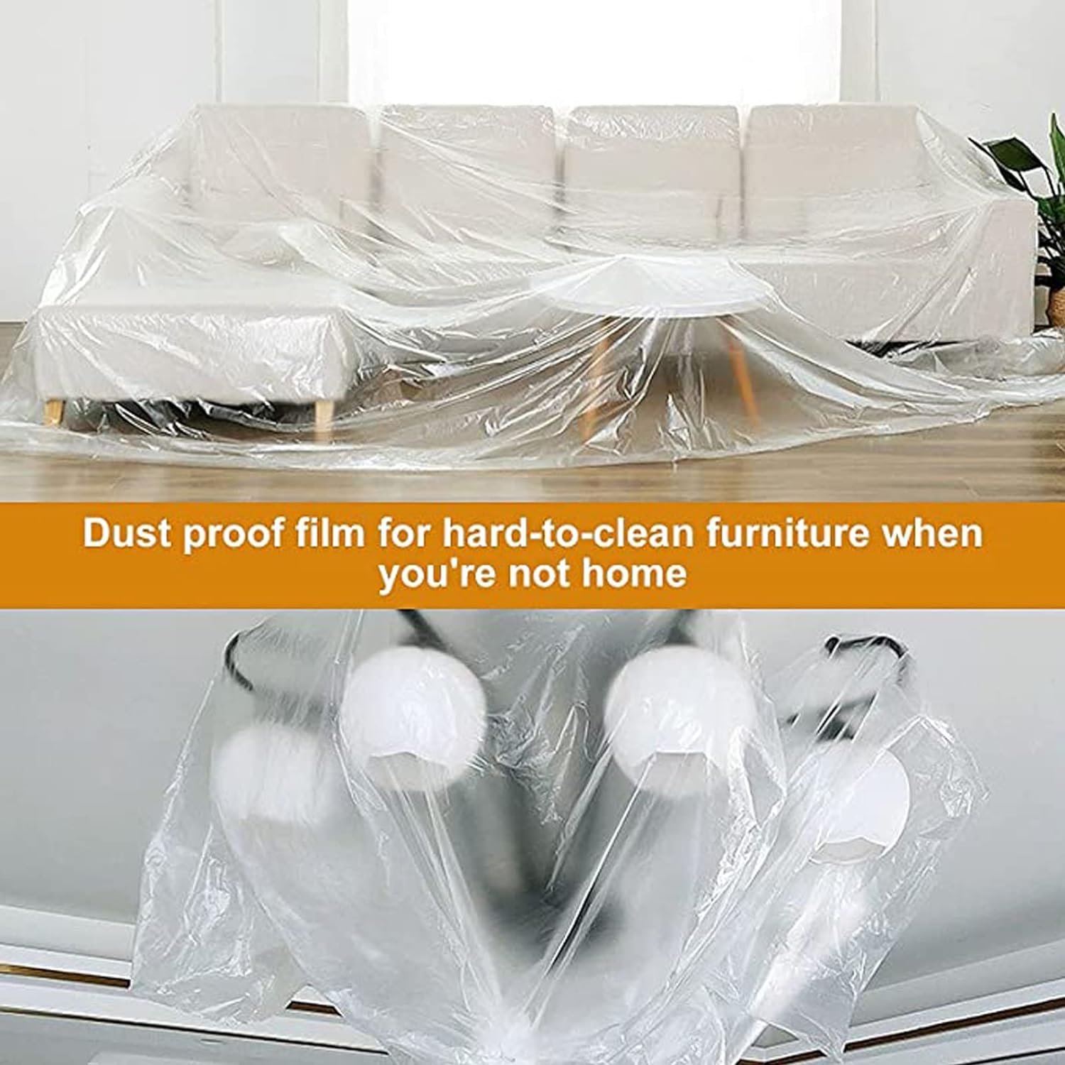 2-Roll 65.5Ft Indoor Pre-Taped Masking Film, Pretaped Plastic Masking Film for Automotive Painting Covering, Adhesive Plastic Painting Drop Film, Automotive Best Masking Tape Paint,65.6-Feet/Pack image number 3