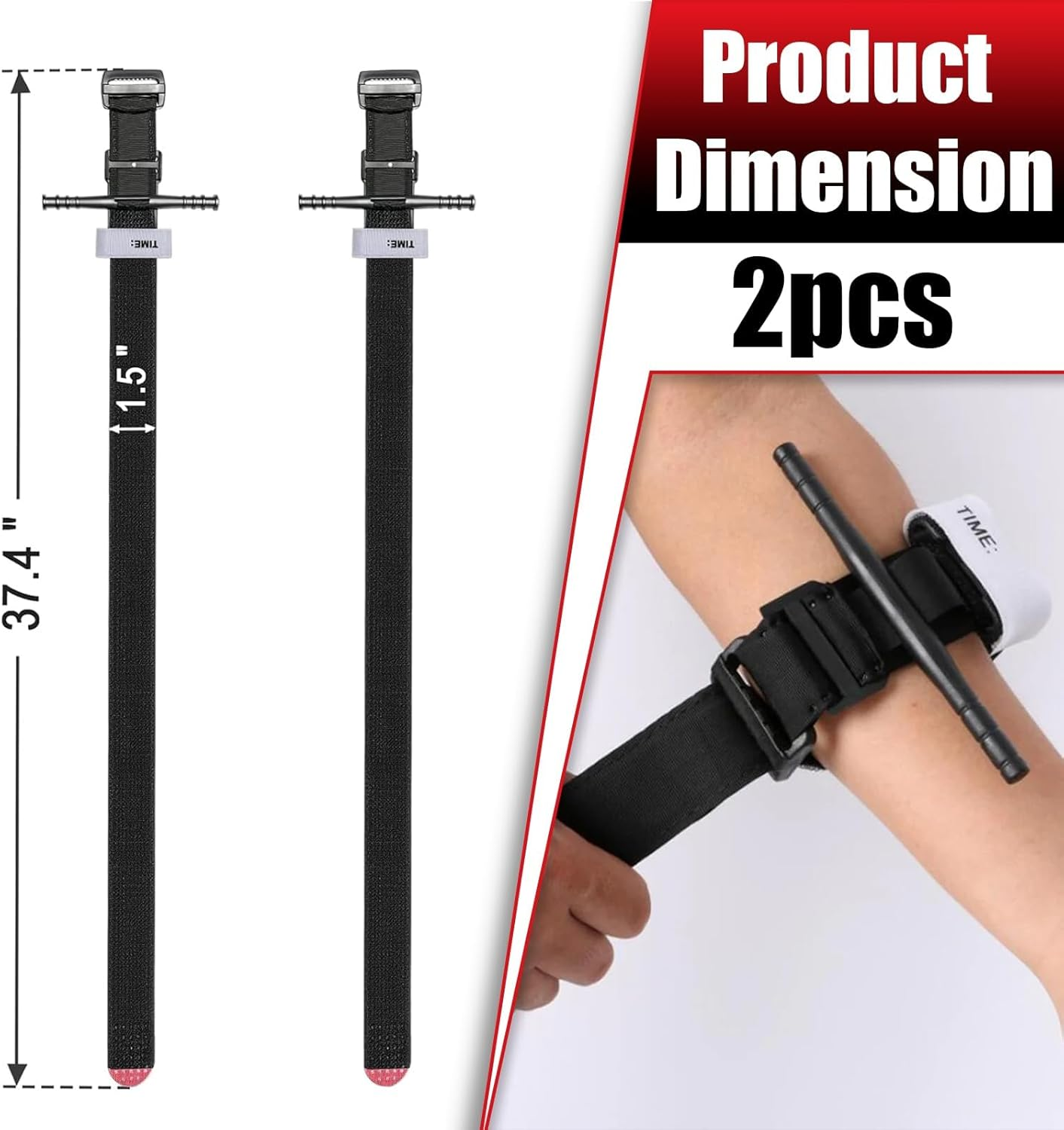 Tourniquets for Deep Cuts, Artery Bleeding, Gunshot Wounds, 2 Pcs Emergency Tourniquets, Outdoor Tourniquets for First Aid, Hemorrhage Control, Severe Emergencies, Occluding Blood Flow image number 5