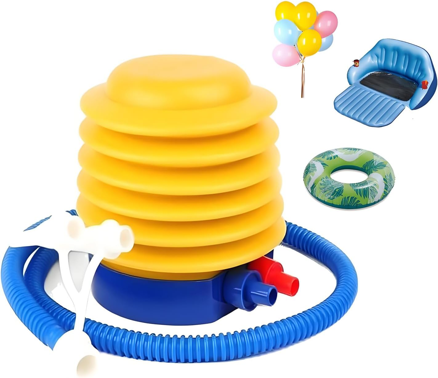 Portable Foot Air Pump with Hose,Effort Saving Manual PVC Air Pump,Suitable for Sports Balls, Mattresses,Inflatable Boats,Fitness Balls, Balloons,And Swim Rings image number 1