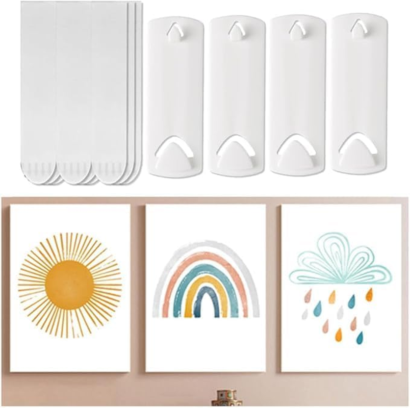 10 Sawtooth & Wire Hangers, 14 Large Removable Adhesive Strips, Heavy Duty No Nail Picture Hooks, Damage-Free Hanging for Frames, Mirrors, Art image number 5