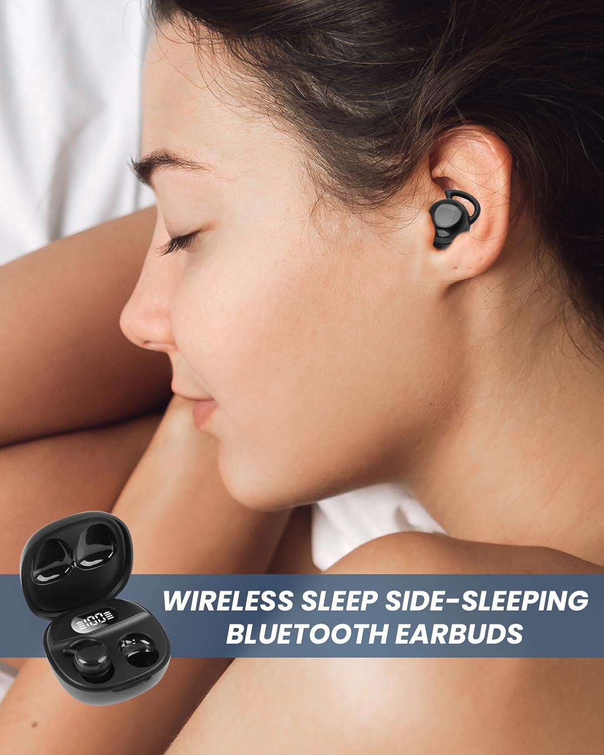 Sleep Earbuds Bluetooth 5.4 Invisible Wireless Earbuds Noise Cancelling Mic Mini Ear Buds Earphones for Side Sleep Wireless Ear Pods Hifi Stereo Sound for Travel Insomnia Relaxation with Charge Case image number 1