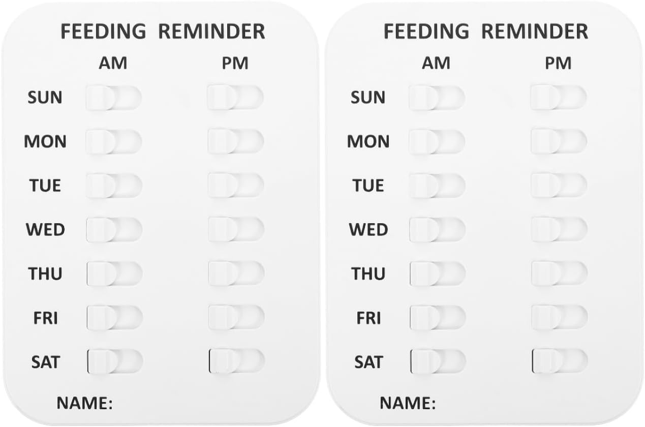 STOBOK 2Pcs Feeding Reminder Cat Feeding Chart Cat Feed Chart Dog Fed Sign Cat Necessities Dog Feeder Reminder Medication Reminder Tools Daily Indication Tool for Medicine and Food Tracking
