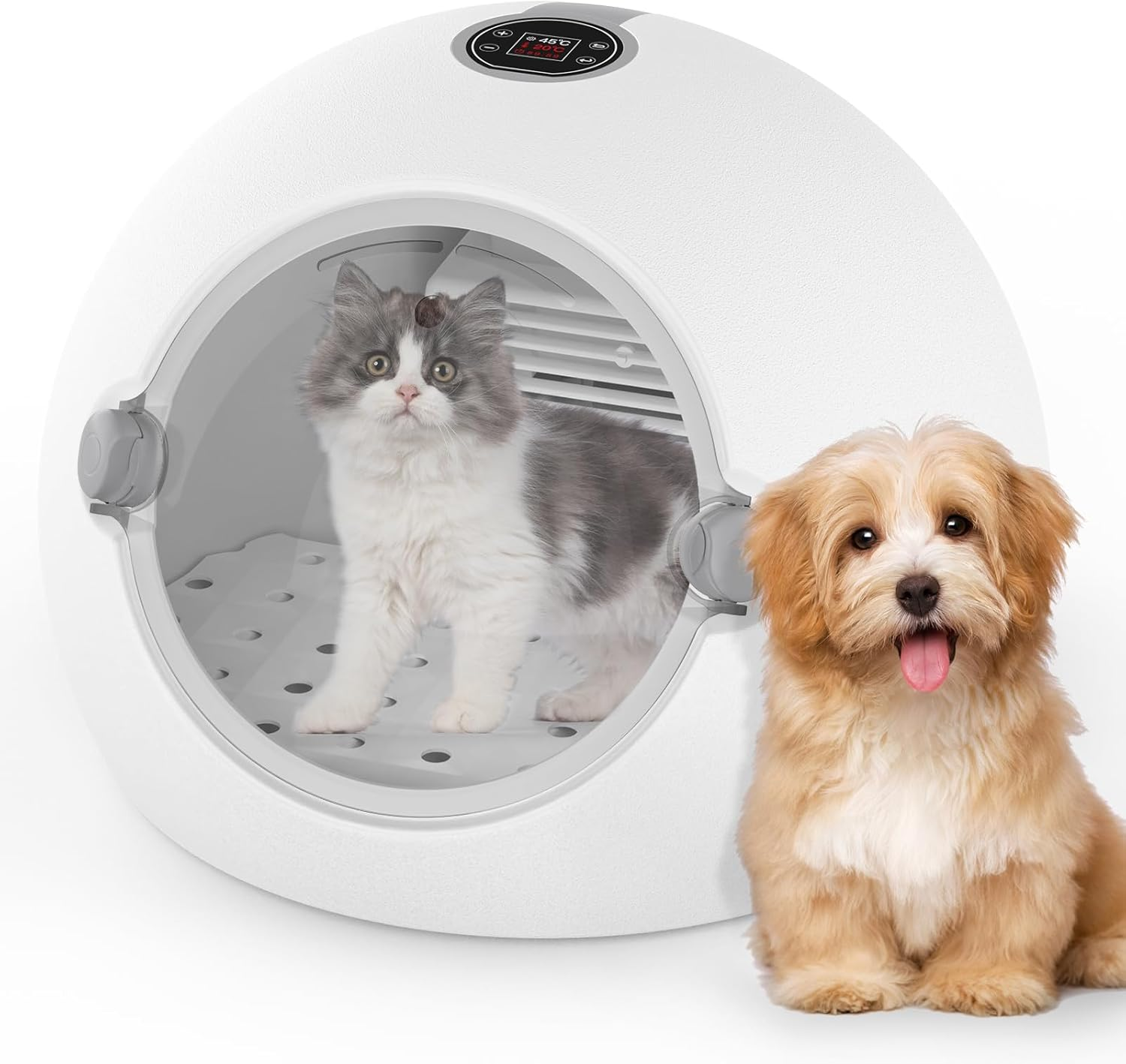 Advwin Automatic Pet Dryer Box 66L Capacity, Ultra Quiet Fast Hair Dryer for Cats and Small Dogs, 360&deg; Drying and Touch Panel, Smart Temperature Control, Pet Grooming image number 3