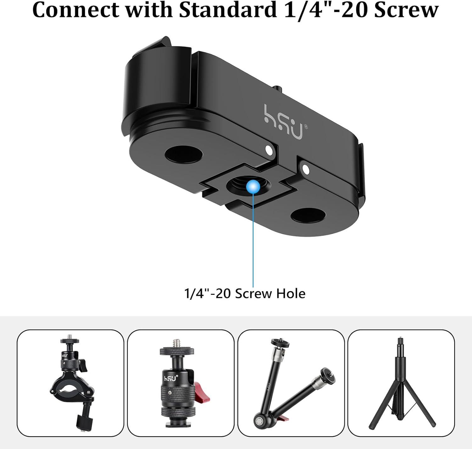 HSU Quick Release Mount for Go Pro Hero 13 Black, Magnetic Latch Tripod Mount Adapter Accessories, Camera Metal Base for Hero 13 image number 4