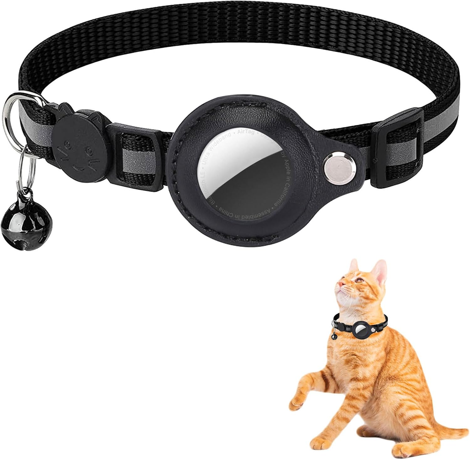 Airtag Cat Collar, Airtag Cat Collar with Bell, Cat Collar Airtag, Airtag Collar Cat Reflective, Adjustable Collar Cat, Compatible with Apple Airtag image number 4