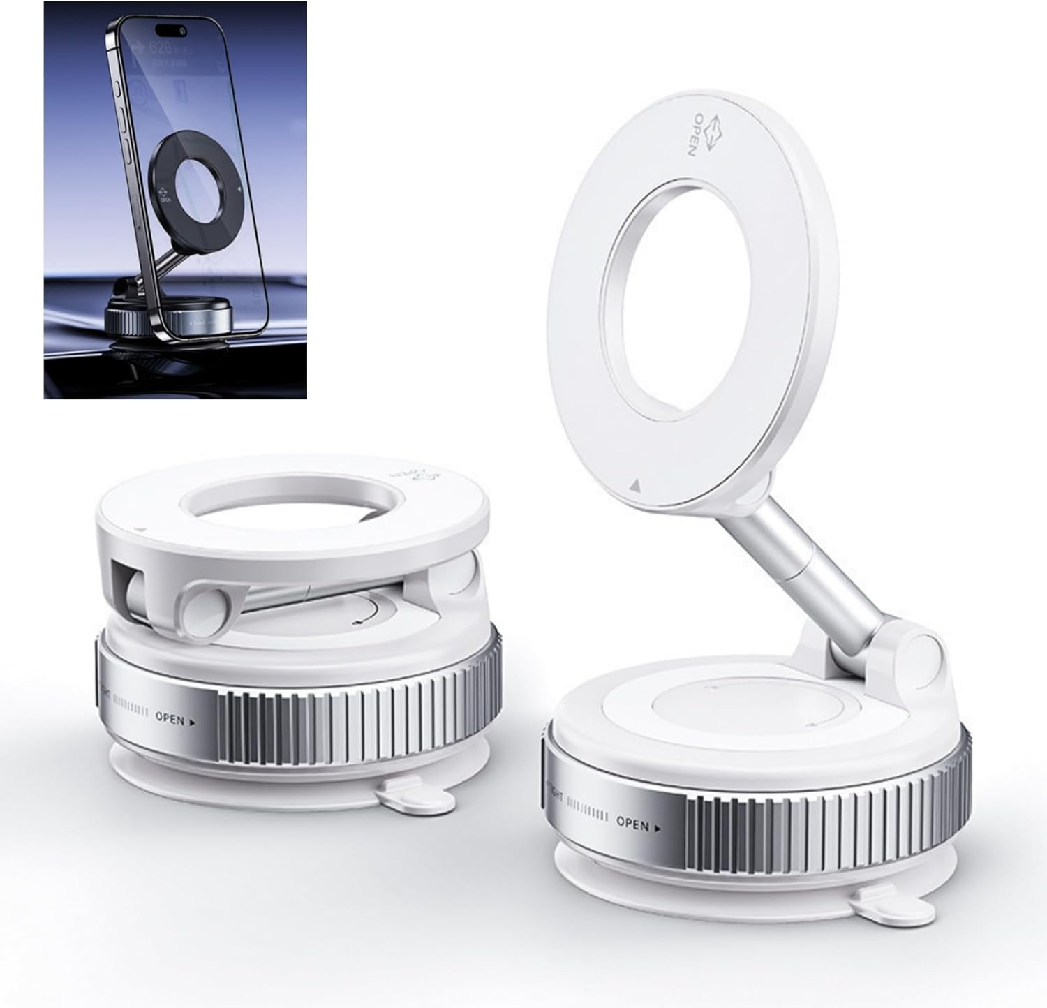 RAUWIZX Magnetic Suction Cup Phone Holder Foldable Magnetic Suction Cup Phone Mount 360&deg; Adjustable for Your Car/Gym/Mirror Mount Compatible with Iphone and Android image number 4