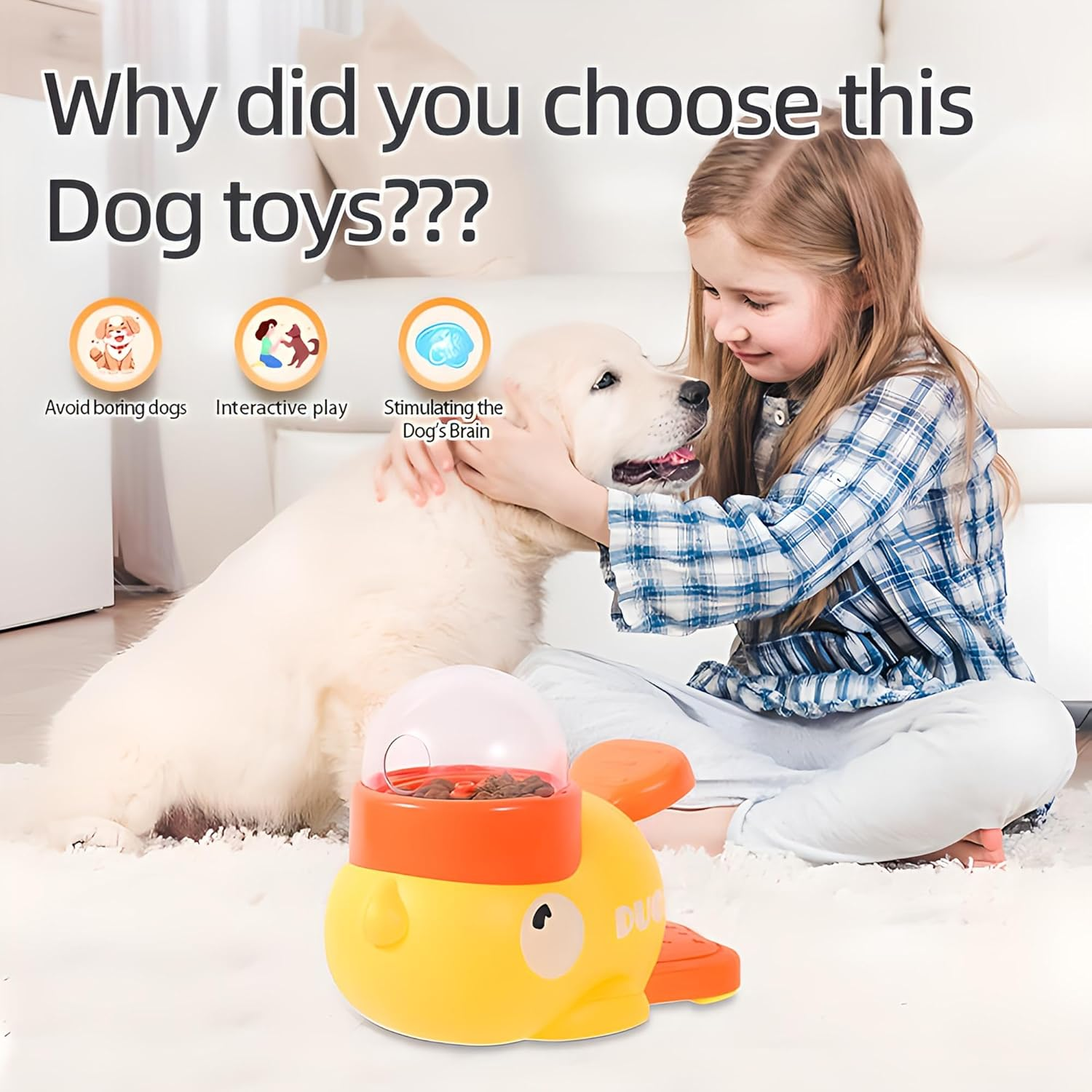 Tasmegol Dog Treat Dispenser Toy 2-In-1 Duck-Shaped Interactive Dog Food Slow Feeder Puzzle Toy image number 3
