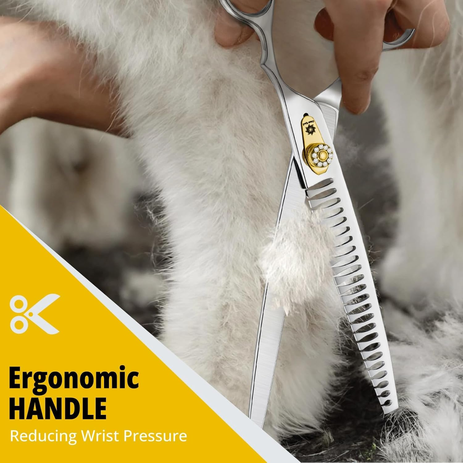 Dream Reach Thinning Scissors 8 Inch Dog Scissors with Ergonomic Handle, 440C Stainless Steel Fur Scissors, 75% Thinning Rate, Professional Dog Hair Scissors with Adjustable Screw 25 Teeth