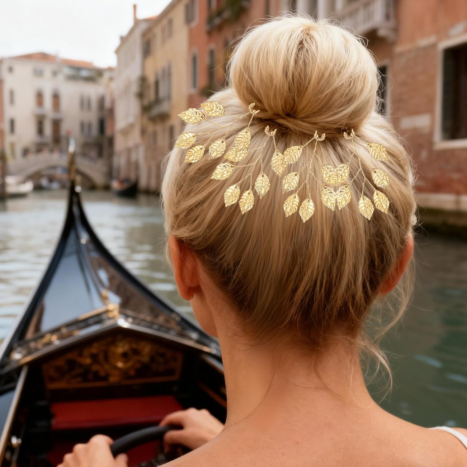 4PCS Eucalyptus Leaf Hair Pins Gold Leaf Hair Pins Elegant Gold Hair Accessories Wedding Hair Accessories Headpiece for Women and Girls Wedding Special Occasions image number 6