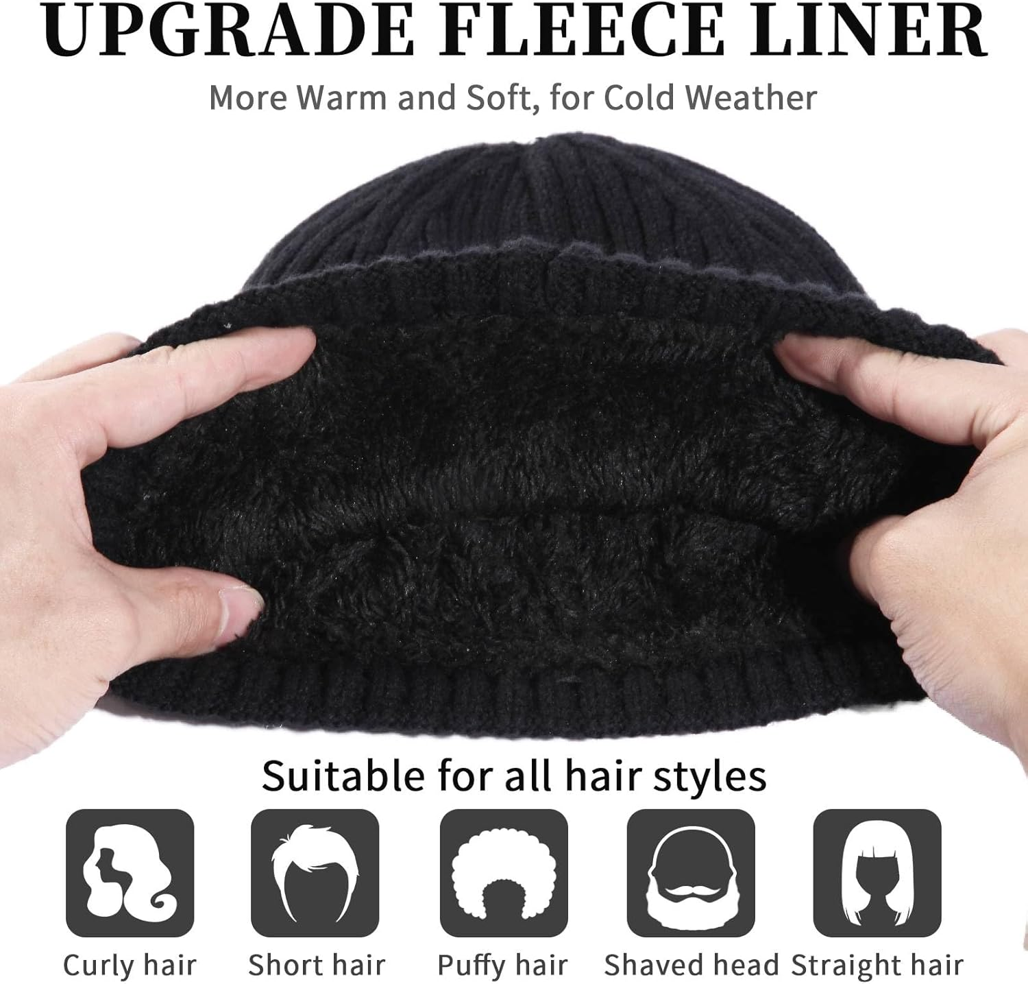 LOKZEER Winter Beanie Hat for Men and Women: Warm Knit Skull Hat with Thermal Thick Polar Fleece Lining Snow Cap Winter Gifts for Family and Friends image number 2