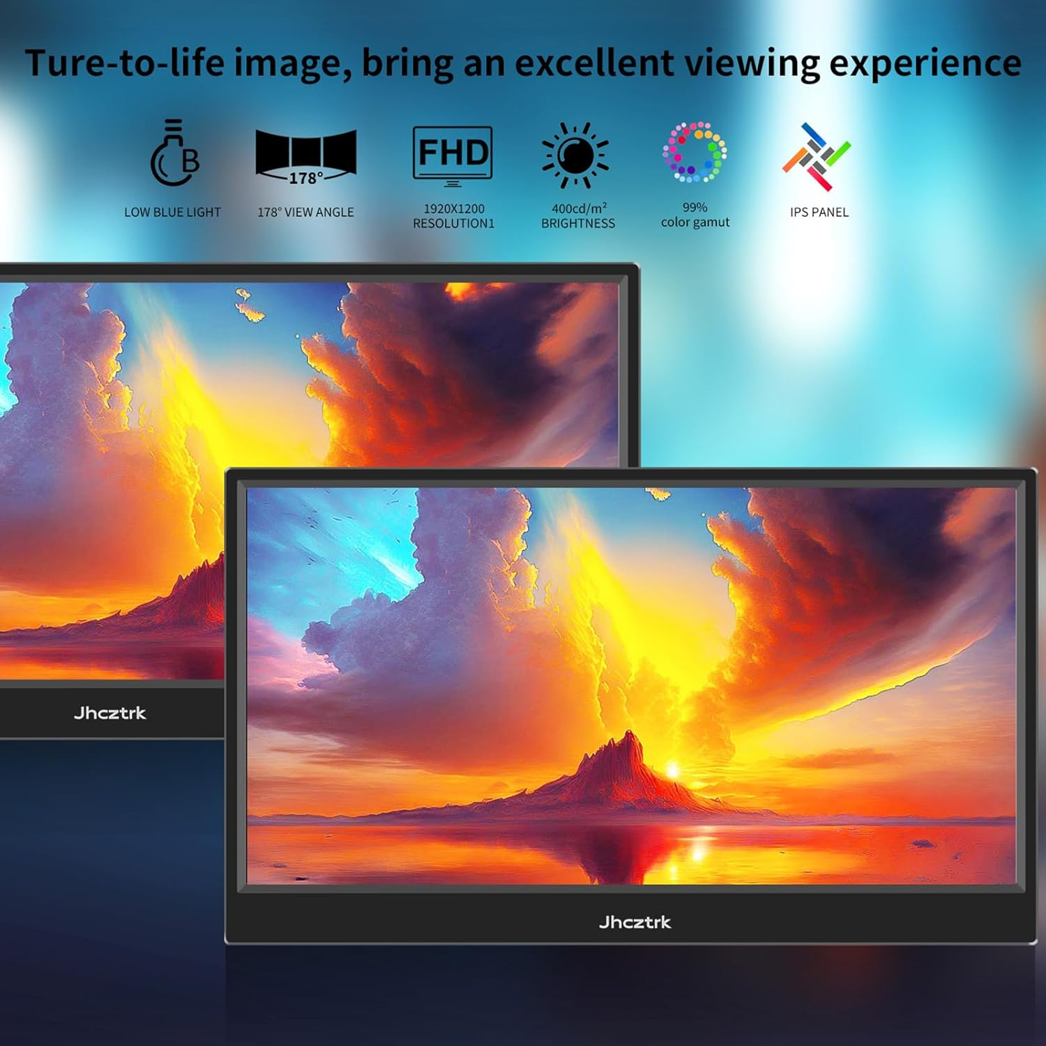 Touchscreen, Portable Monitor 14-Inch Full HD 1200P Built-In Tripod and Dual Speakers HDR Eye Protection Slim IPS Display, USB Type-C HDMI External Monitor for Laptop/Pc/Mac/Iphone/Xbox