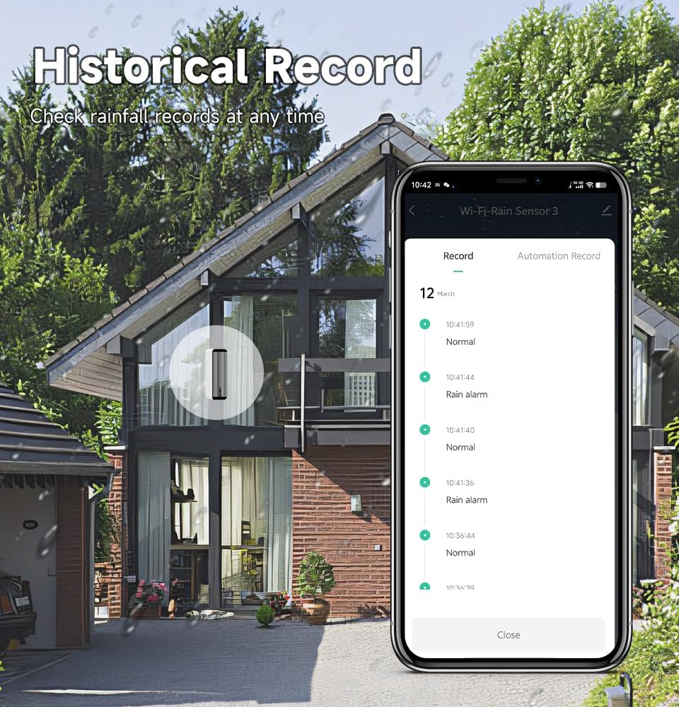 Wi-Fi Smart Rain Sensor, Real-Time Detection, Historical Record, Remote Monitoring, for Smart Home Systems,For House Doors,Windows. image number 5