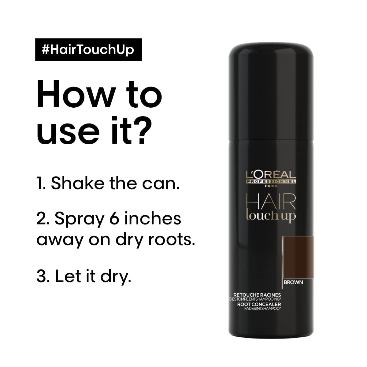 L&rsquo;Or&eacute;al Professionnel Hair Touch up | Salon Grade Root Concealer Spray | Blends and Covers Grey Hair | Does Not Transfer or Smear | Mahogany Brown | 75Ml