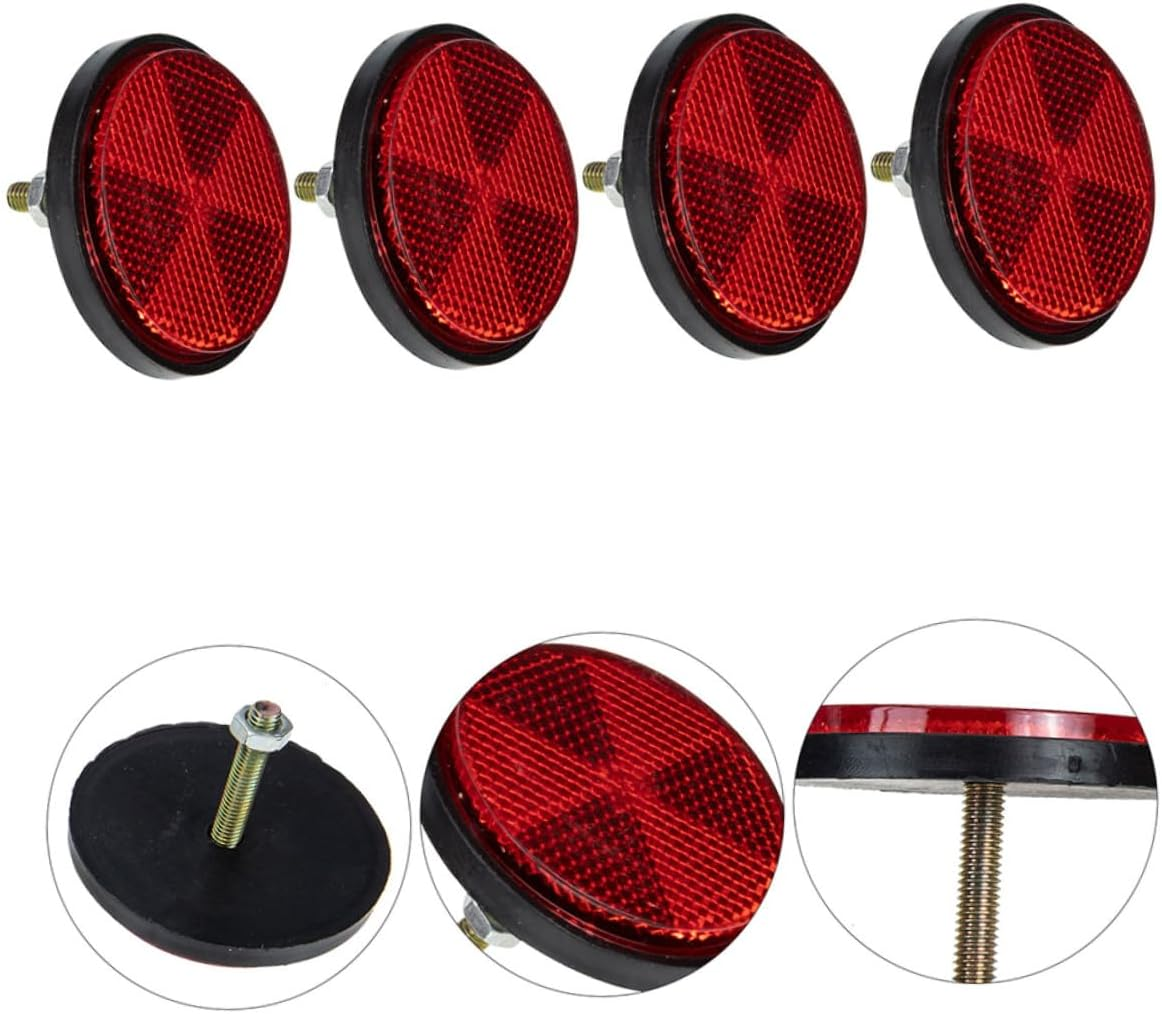 Luxshiny 6Pcs Red round Bike Reflectors Plastic Cycling Warning Reflective Tool for Mountain Bikes Motorcycles Rvs Safety Accessories image number 4