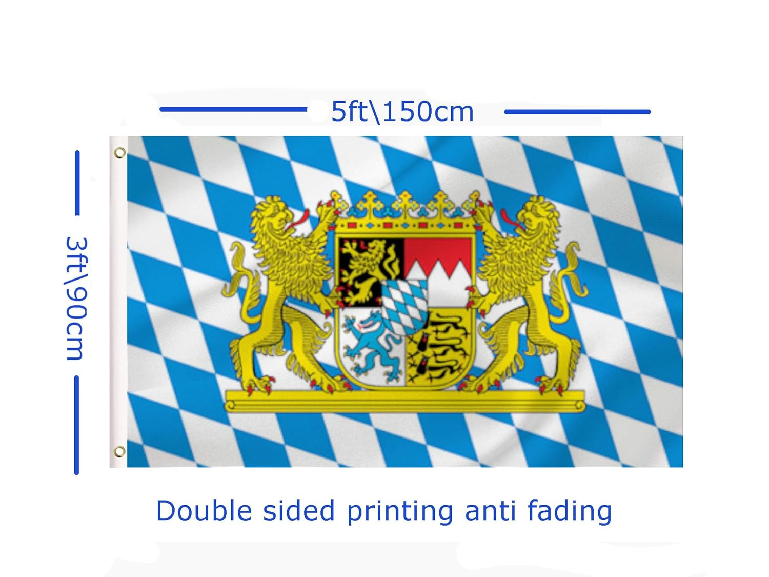 LARGE Bavarian Flag, 3X5Ft Bavaria Flags Banner for Indoor Outdoor Decoration of Canada Yards.Parade or Express Mood image number 1