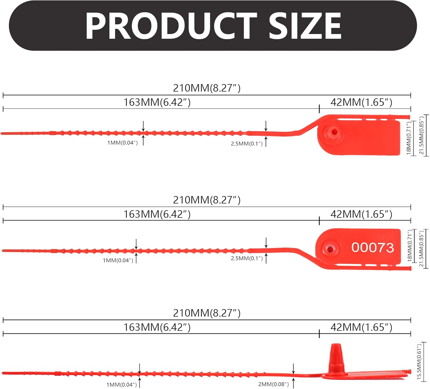 1000 Plastic Security Seals Secure Anti-Tamper Fire Extinguisher Tags Numbered Zip Ties Inspection Tags Breakable Label Tags Pull Tite Safey Tags for First Aid Kits, Clothes,Bags (Red) image number 6