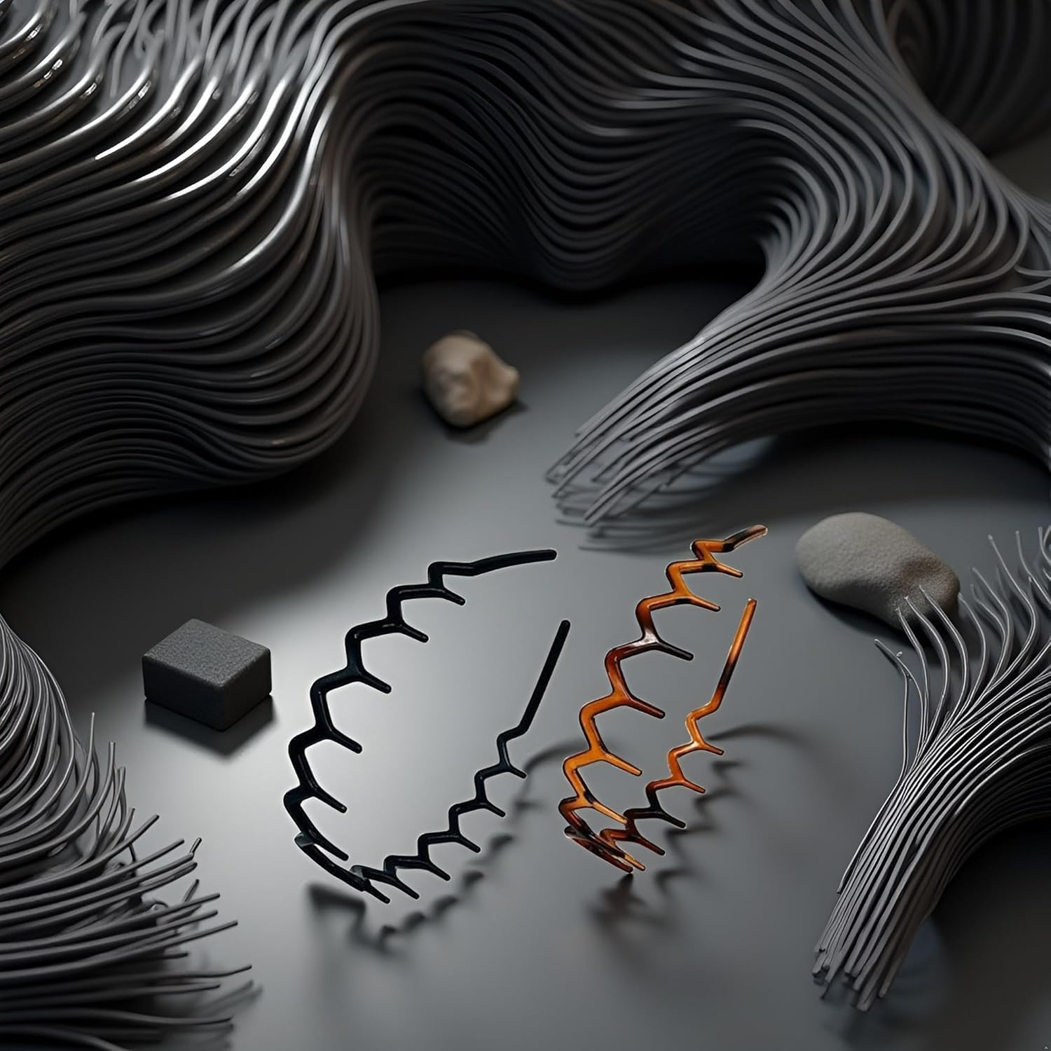 Zigzag Headband with Teeth for Women and Girls, Wavy Comb Plastic Zigzag Black Plastic Tooth Hair Accessories 2 Pack image number 4