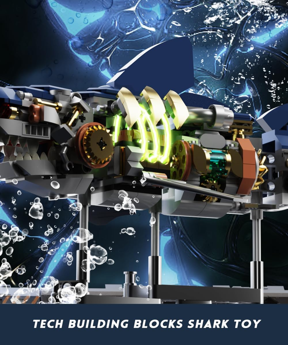 TOY PLAYER Techni Shark Clamping Building Blocks Toy with Display Stand, Compatible with  Ideas Animals, Building Blocks Model Gifts for Boys and Girls 8-12+ Years (687 Pieces) image number 5