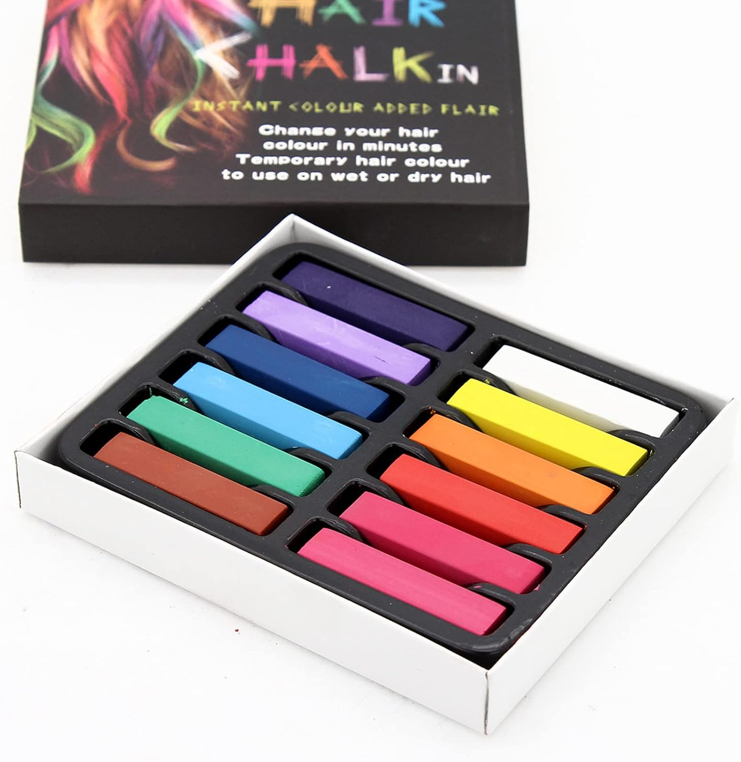Joyeee Hair Chalk for Kids, Blue Hair Chalk, 36 Colors Deluxe Black Green Brown Gray Red Blonde Purple Pink Hair Chalk, Gifts Idea for Daughter, Friends and Sister, Toxin-Free