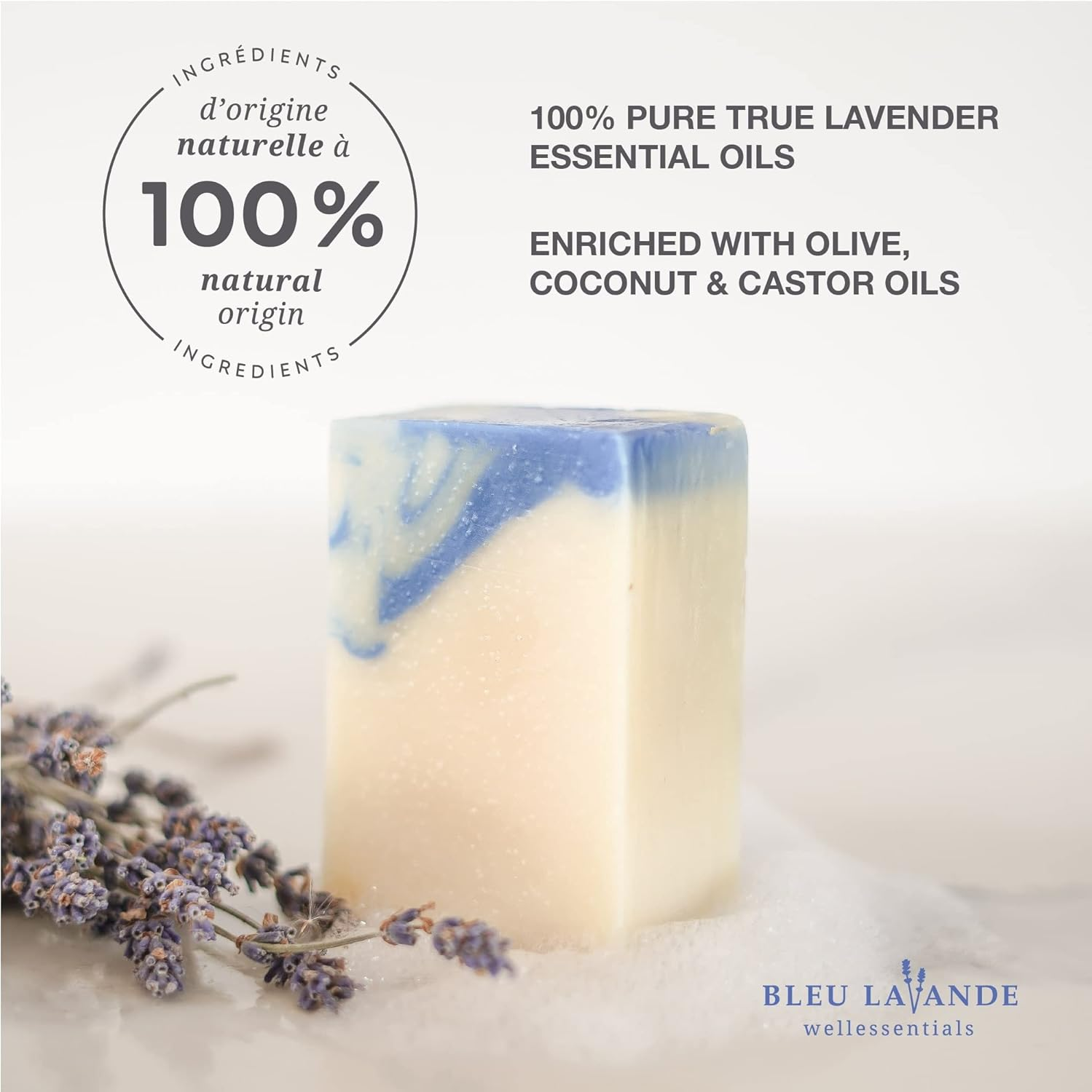 Bleu Lavande Natural Handmade Lavender Soap 2 Pack &ndash; Made with Certified Essential Oil &ndash; Vegan & Cruelty-Free &ndash; No Sulfates &ndash; No Artificial Fragrances image number 1