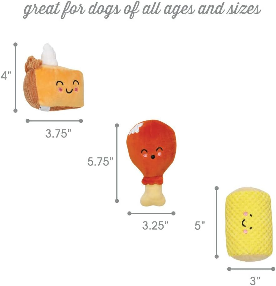 Pearhead Thanksgiving Dinner Dog Toys, Set of 3, Plush Dog Toys, Squeaky Dog Toy, Fall Pet Toys image number 5