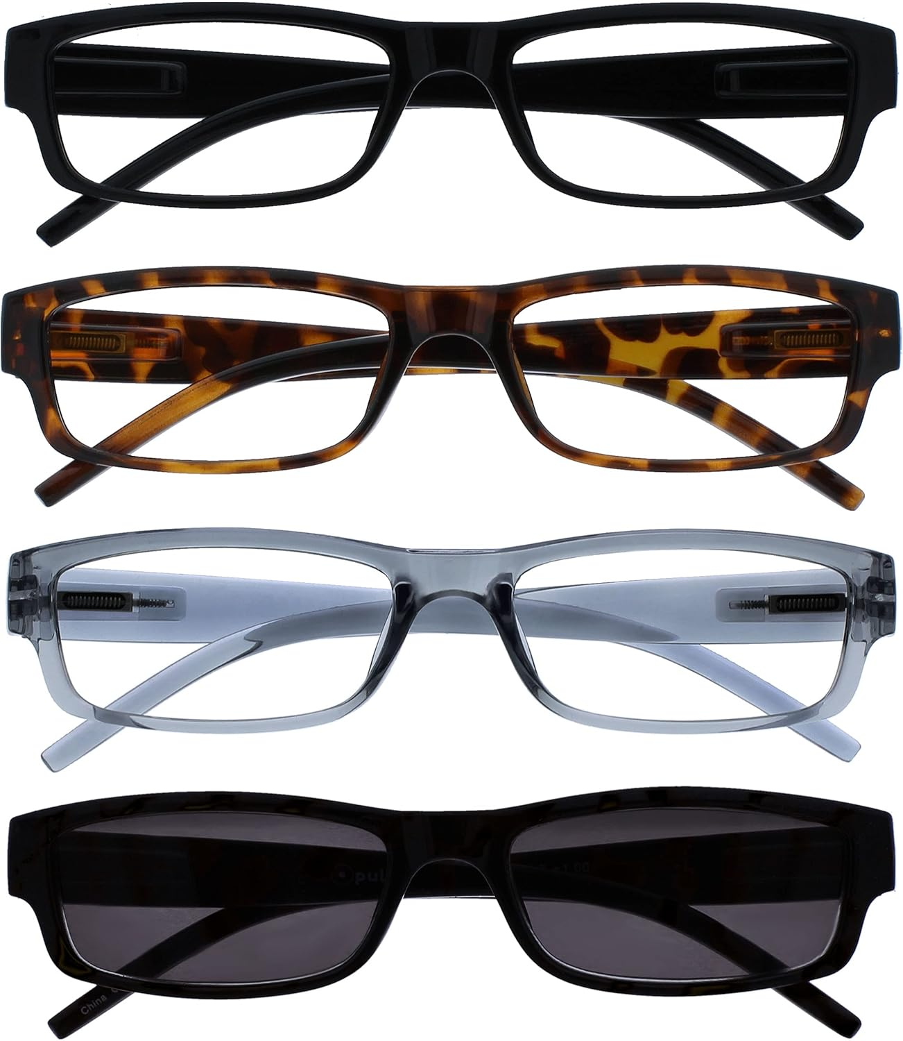 The Reading Glasses Company Black Brown Grey Readers with Black UV400 Sun Reader Value 4 Pack Mens Womens RRRS32-1271 +2.50 image number 4