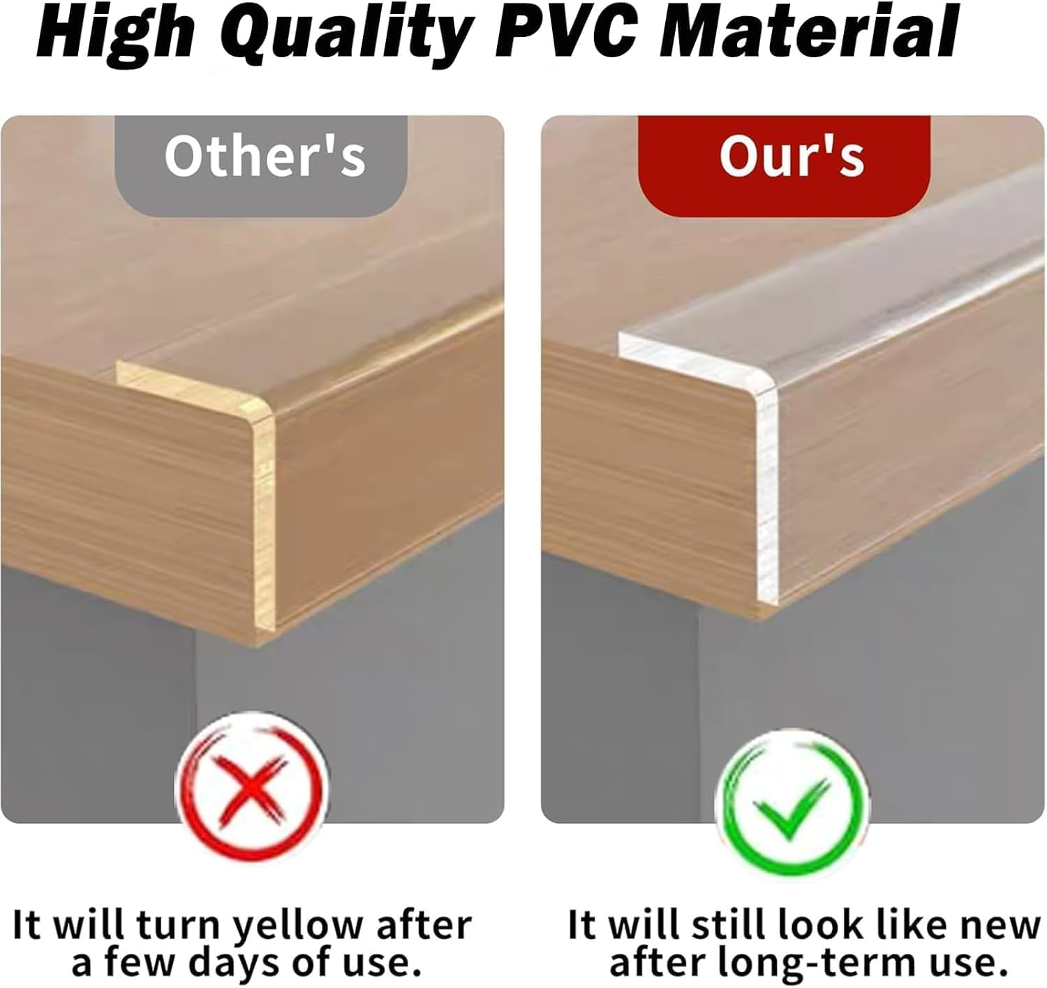 YUENTOEN 2Pcs Clear Edge Protector Strip, Clear Corner Protector Baby Proofing, 2Mm Thickness, Soft Transparent Odorless Corner Protectors for Table, Fireplace, Countertop, 1.18 in X 6.56FT image number 3