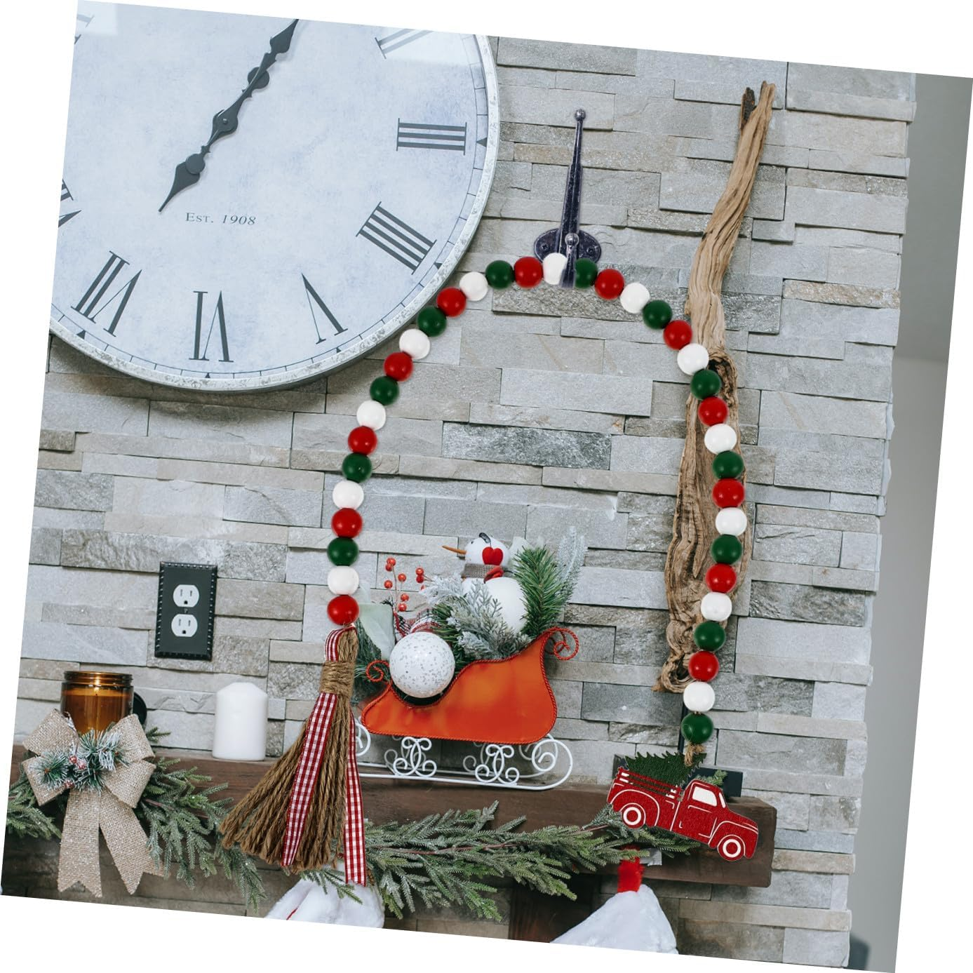 1Pc Christmas Bead Pendant Tassel Festive Home Decor for Xmas Easy to Install Versatile Hanging Adorn for Parties Restaurants and More image number 2