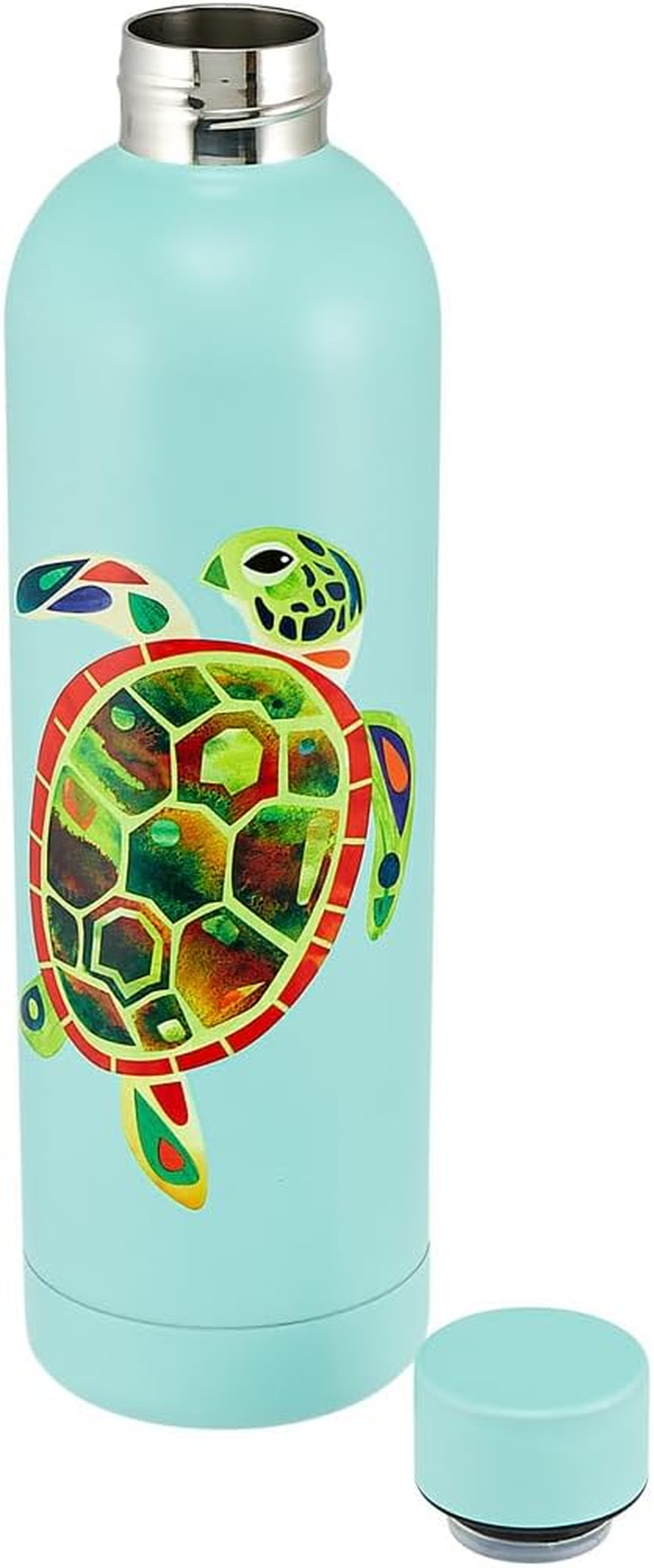 Maxwell & Williams Pete Cromer Ozzie Ocean Double Wall Insulated Bottle 750ML Green Turtle Gift Boxed - Mint image number 3