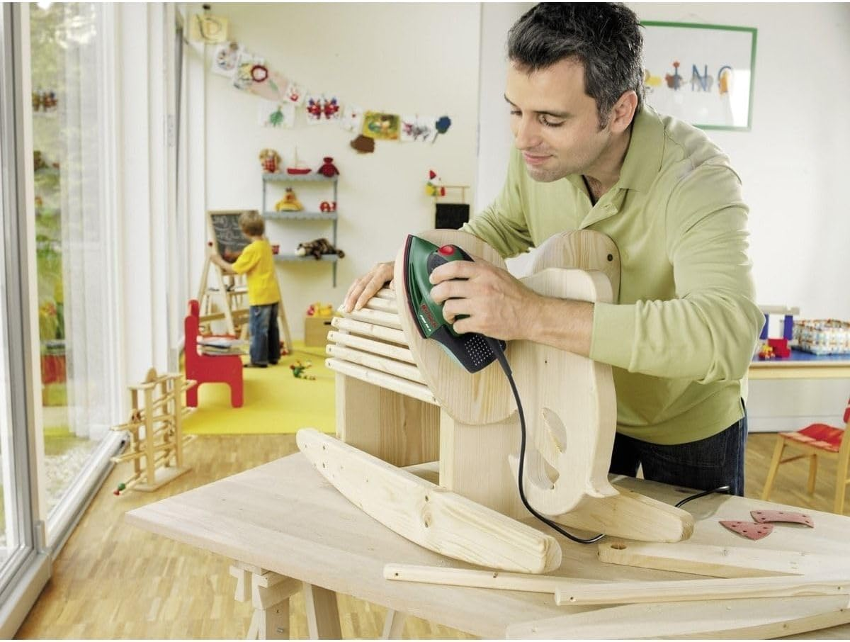 Bosch Multi-Sander PSM 80 A, 3 Redwood Sanding Sheets, Case (80 W, Vibration Number 20,000 Min-1, Sanding Surface 104 Cm&sup2;) image number 3